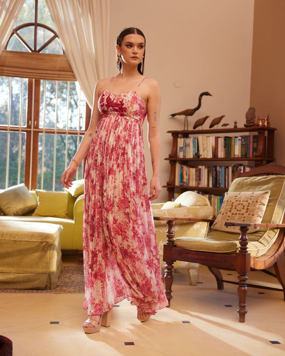 Pink Embroidered Swiss Dot Dress