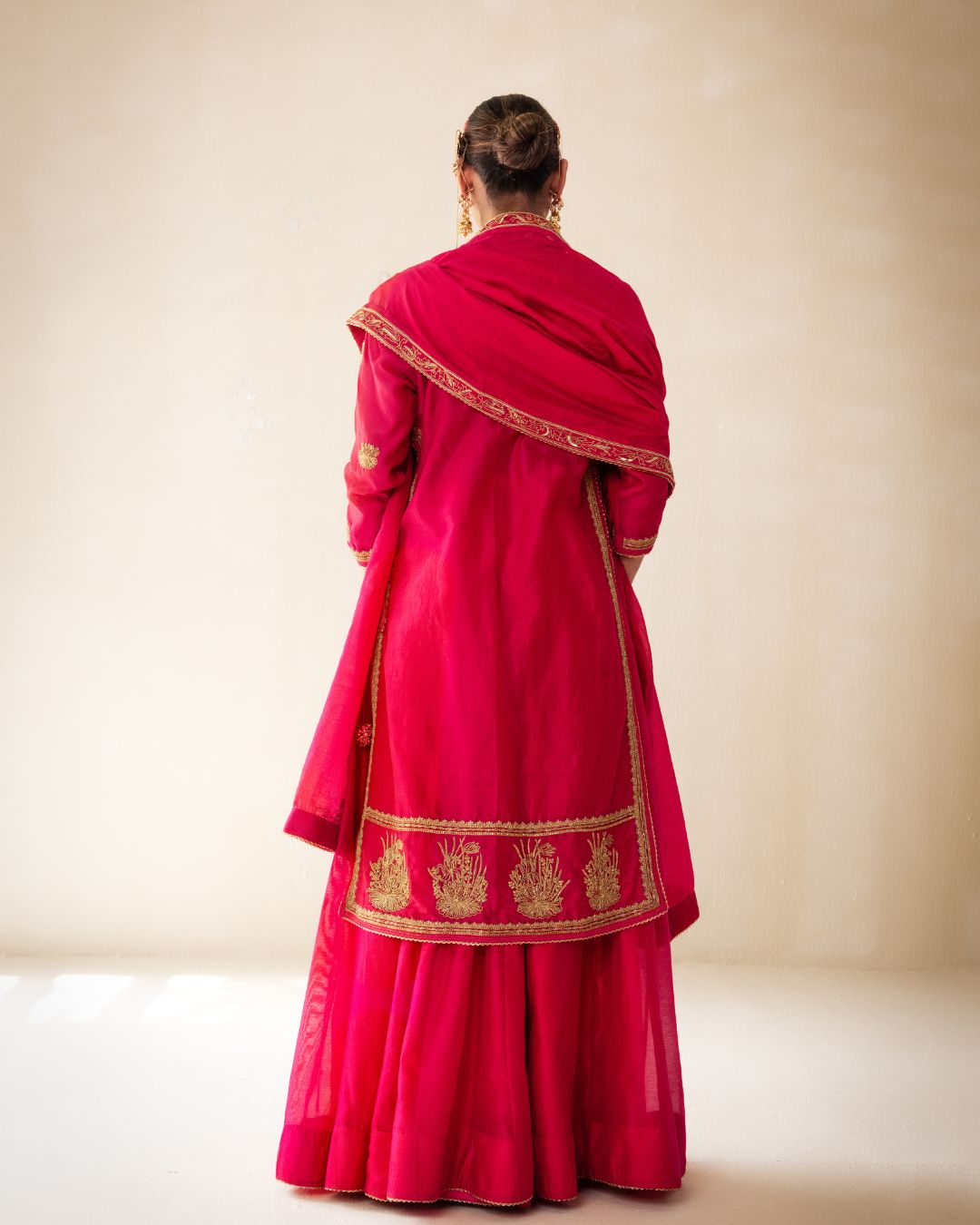 Pink Chanderi Skirt with Kurta