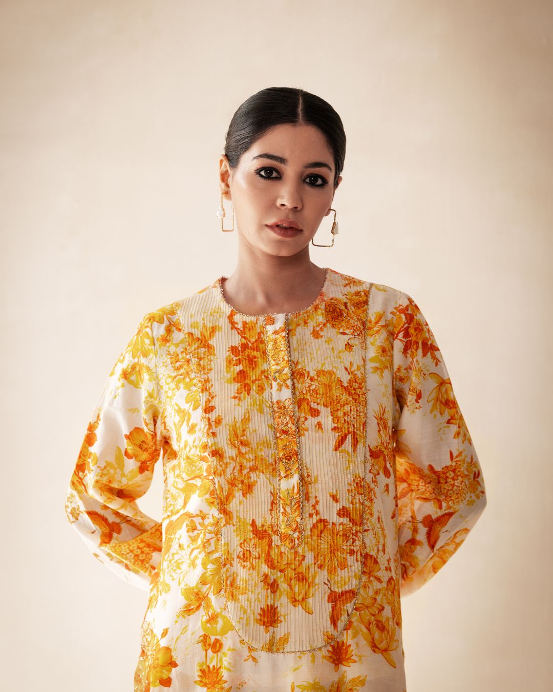 Rasasvada Yellow Printed Kurta Set