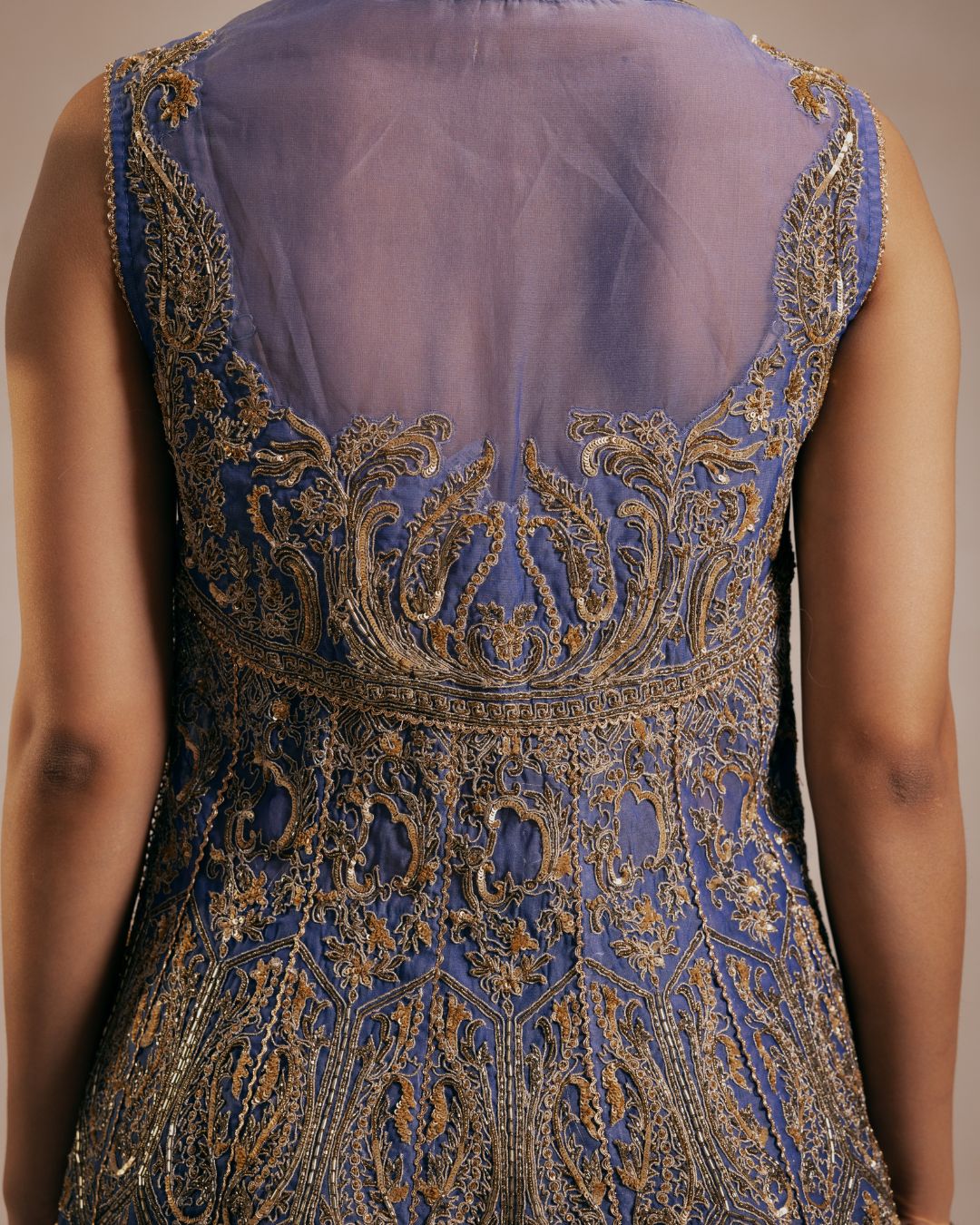 Blue Chanderi Kalidar Kurta Set