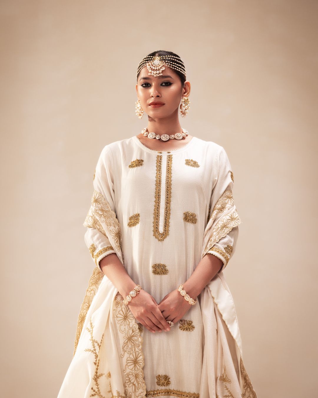 White Georgette Dress (Yellow)