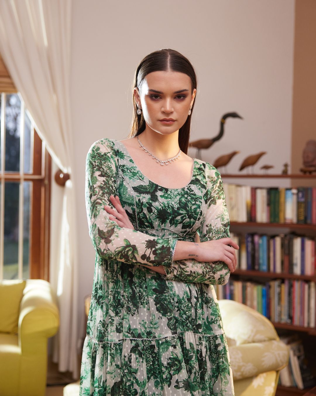 Green Rasasvada Printed Maxi Dress