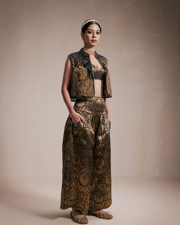 Gold Embroidered Jacket & Pants Co-ord
