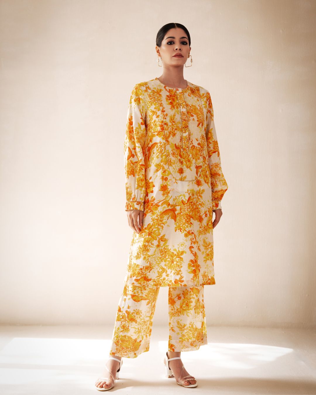 Rasasvada Yellow Printed Kurta Set