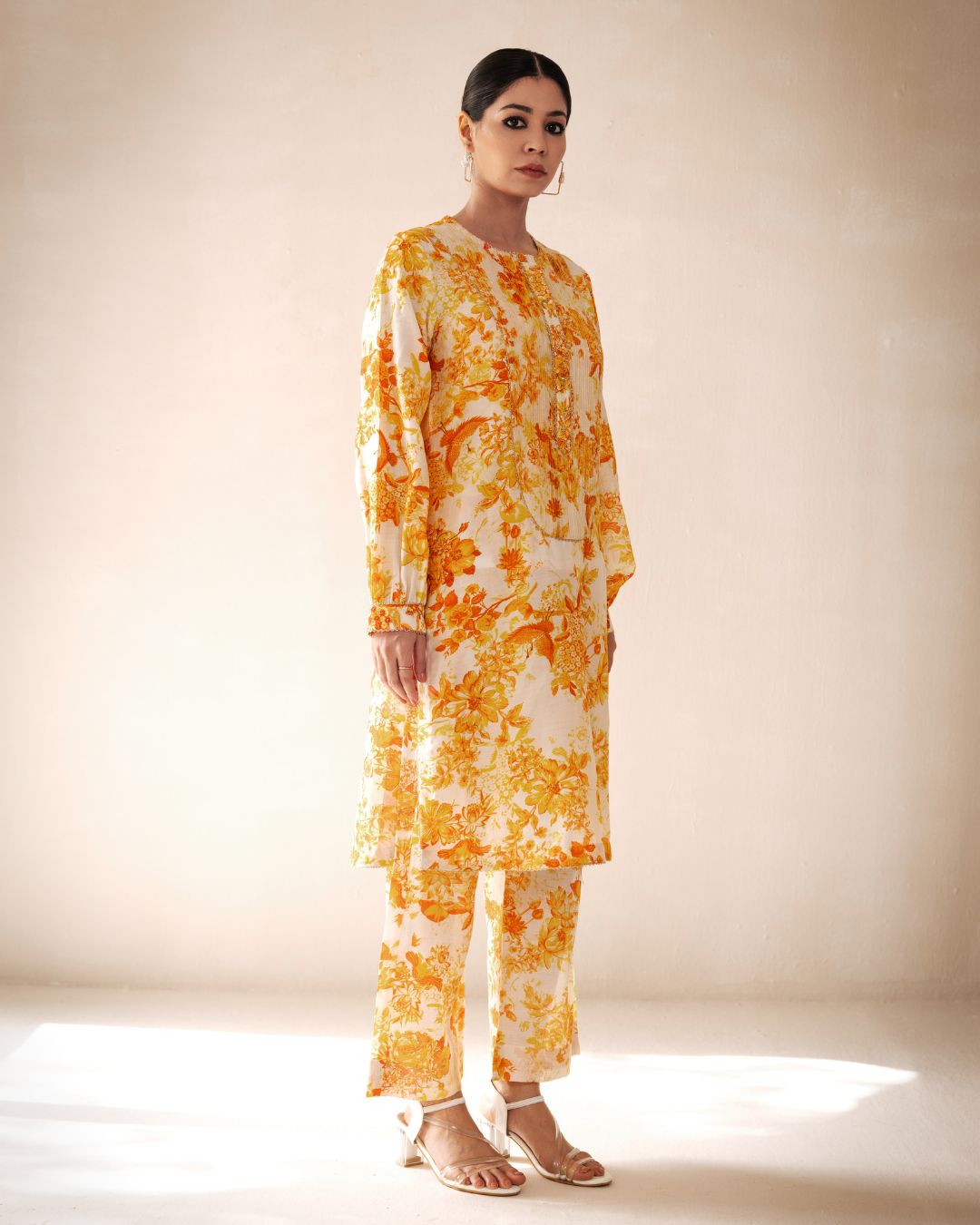 Rasasvada Yellow Printed Kurta Set