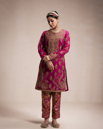 Magenta Organza Kurta Set