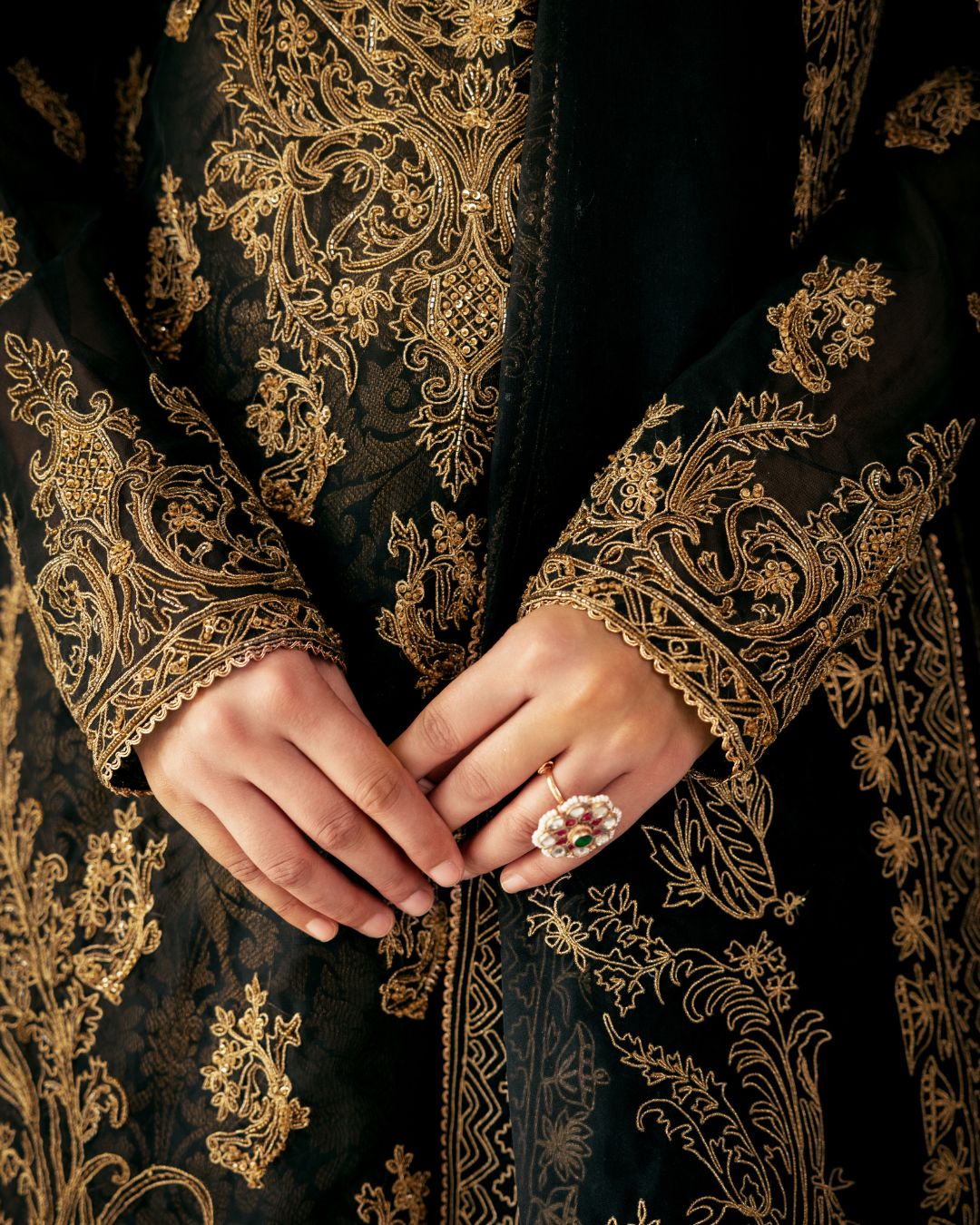 Black Organza Kurta Set