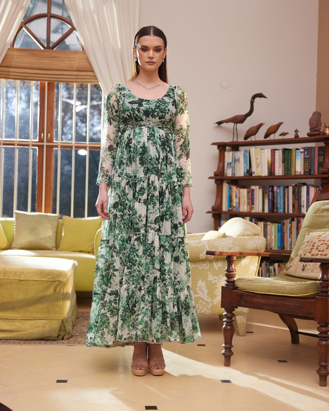 Green Rasasvada Printed Maxi Dress
