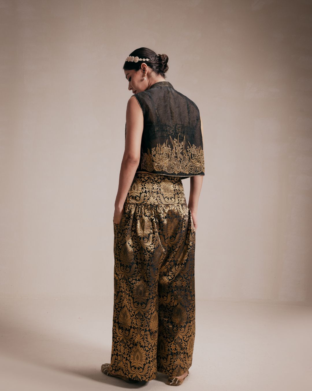 Gold Embroidered Jacket & Pants Co-ord