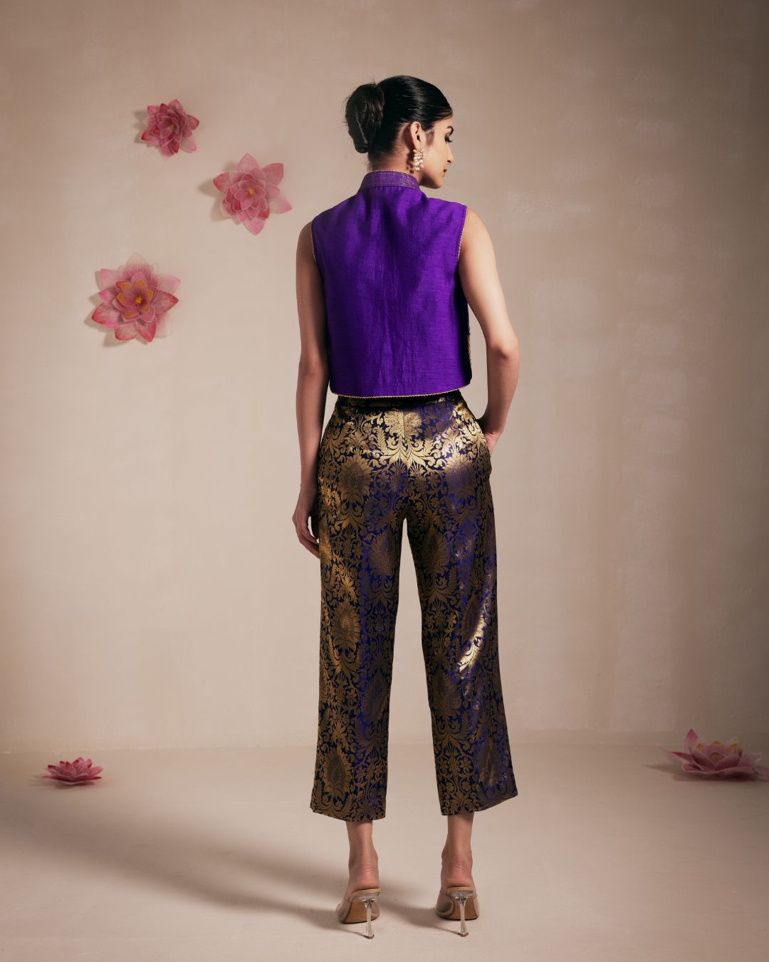 Purple Embellished Crop Jacket
