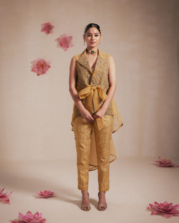Gold Organza Embellished Jacket