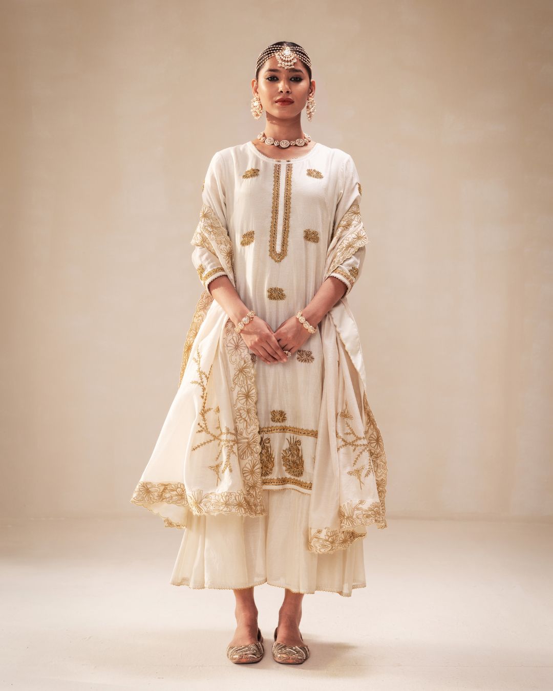 White Georgette Dress (Yellow)