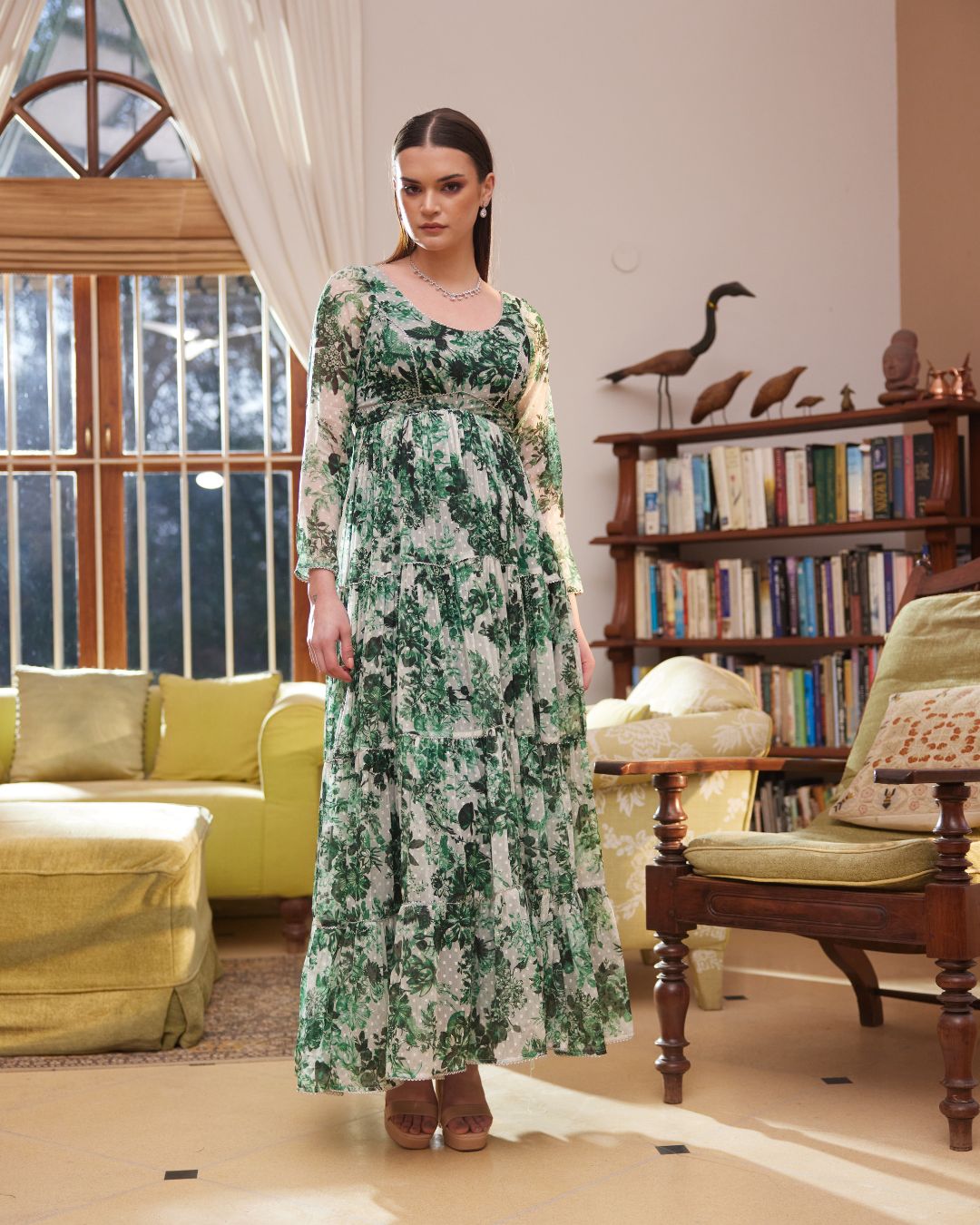 Green Rasasvada Printed Maxi Dress