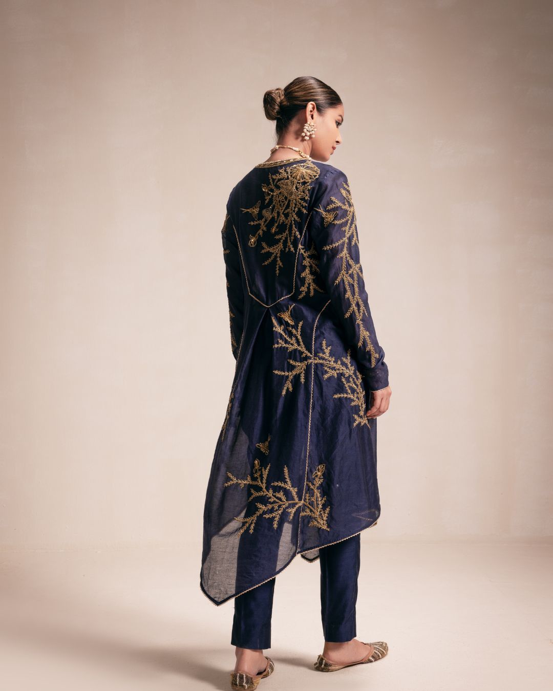 Blue High-Low Kurta Set