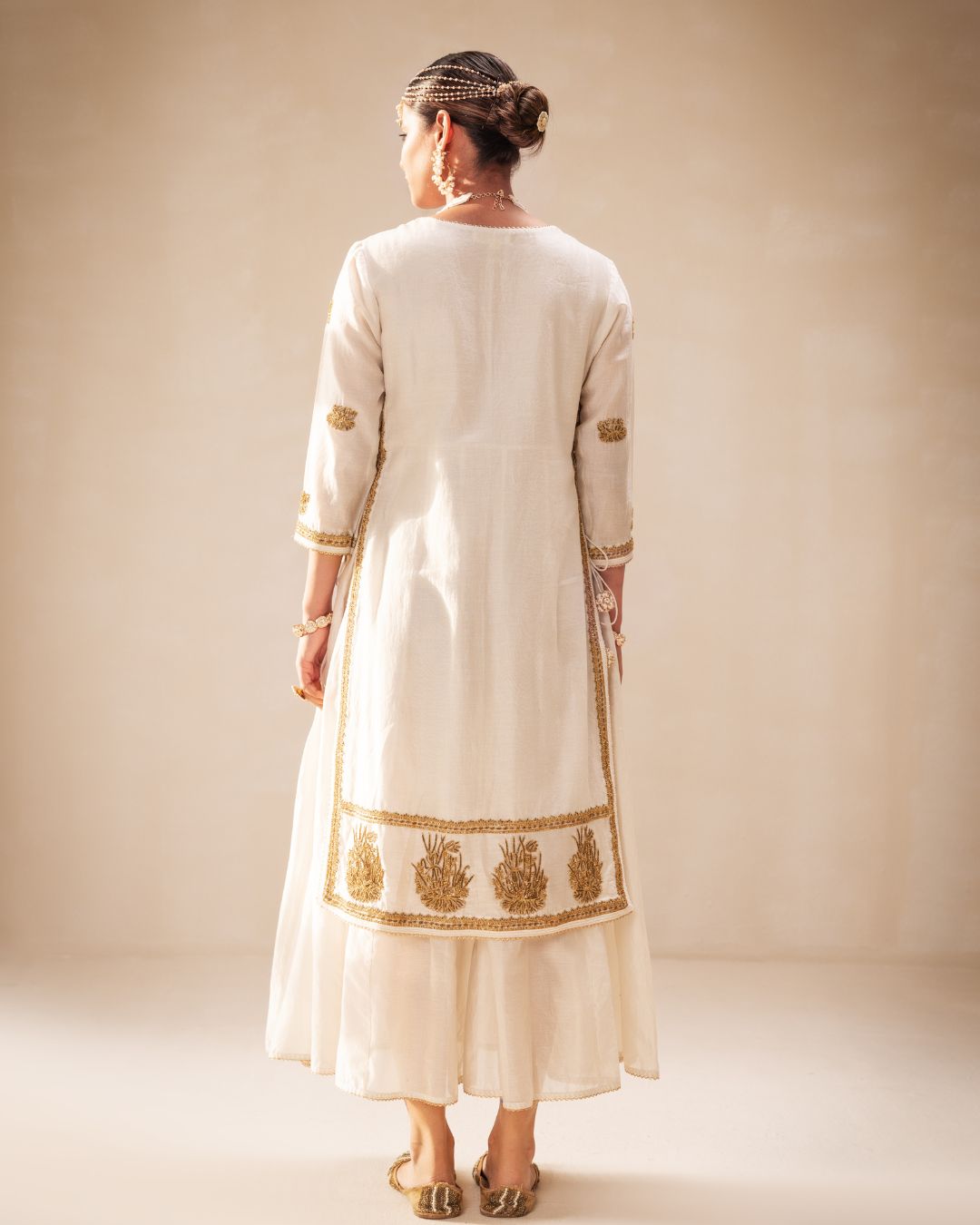 White Georgette Dress (Yellow)