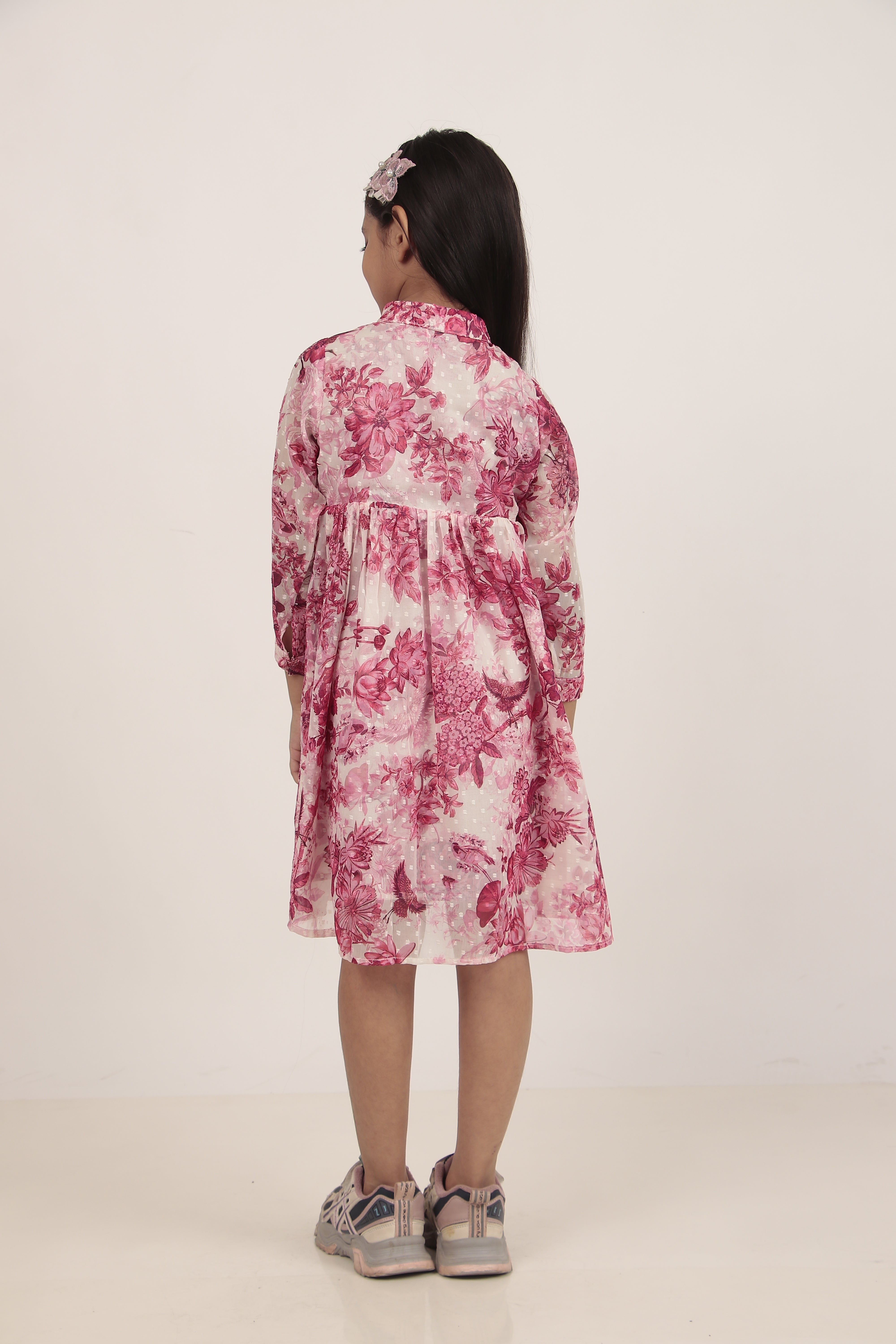 Pink Printed Knee-Length Dress