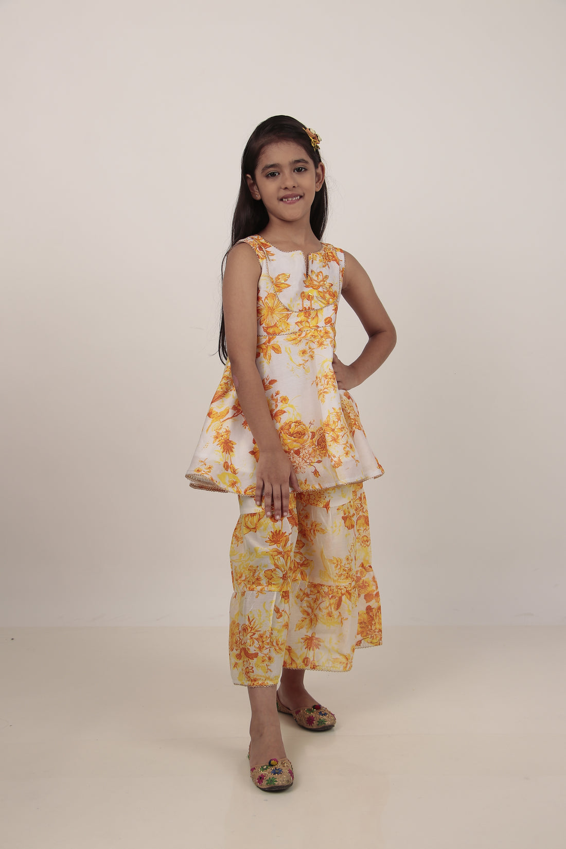 Yellow Printed Kurta & Sharara Set