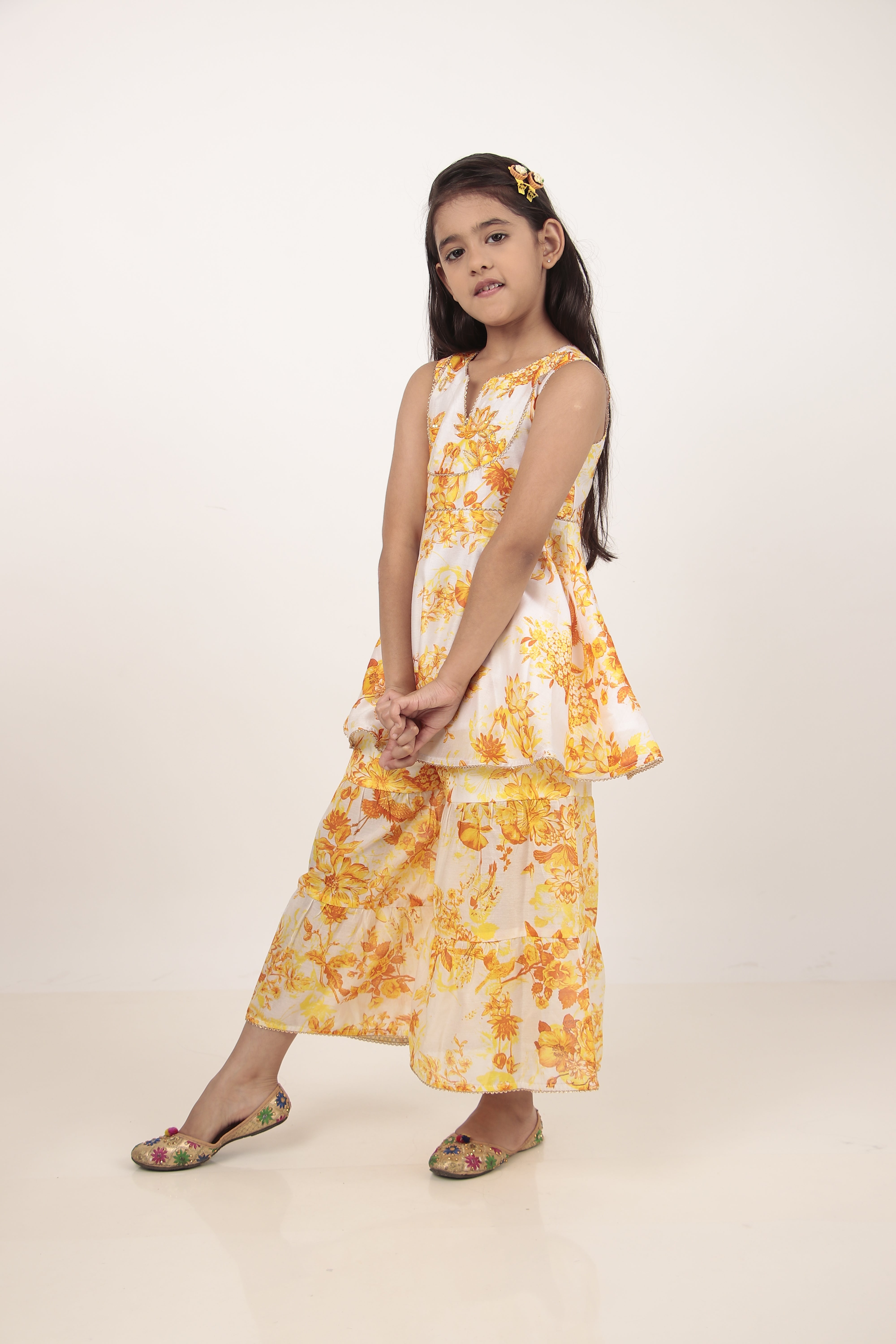 Yellow Printed Kurta & Sharara Set