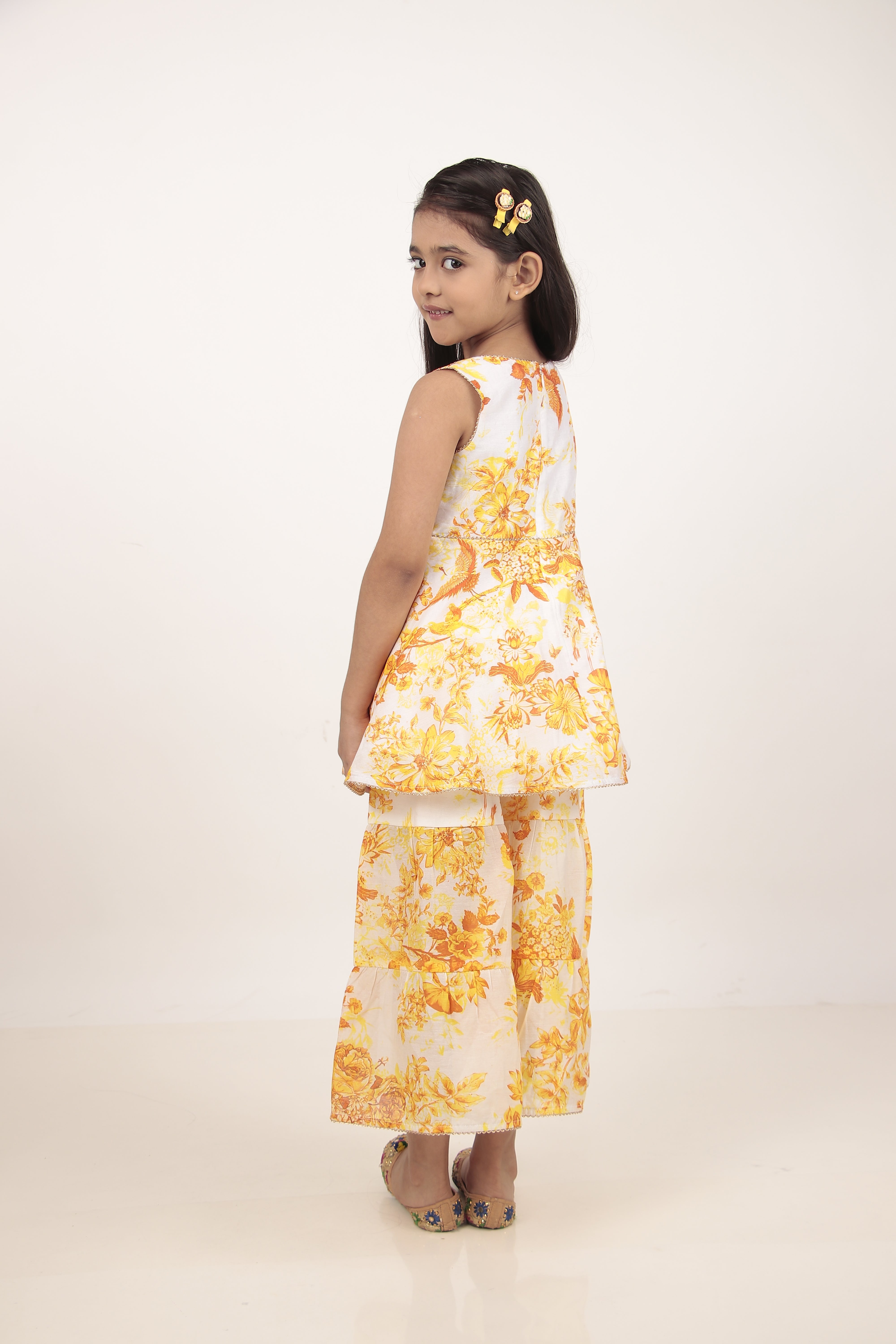 Yellow Printed Kurta & Sharara Set