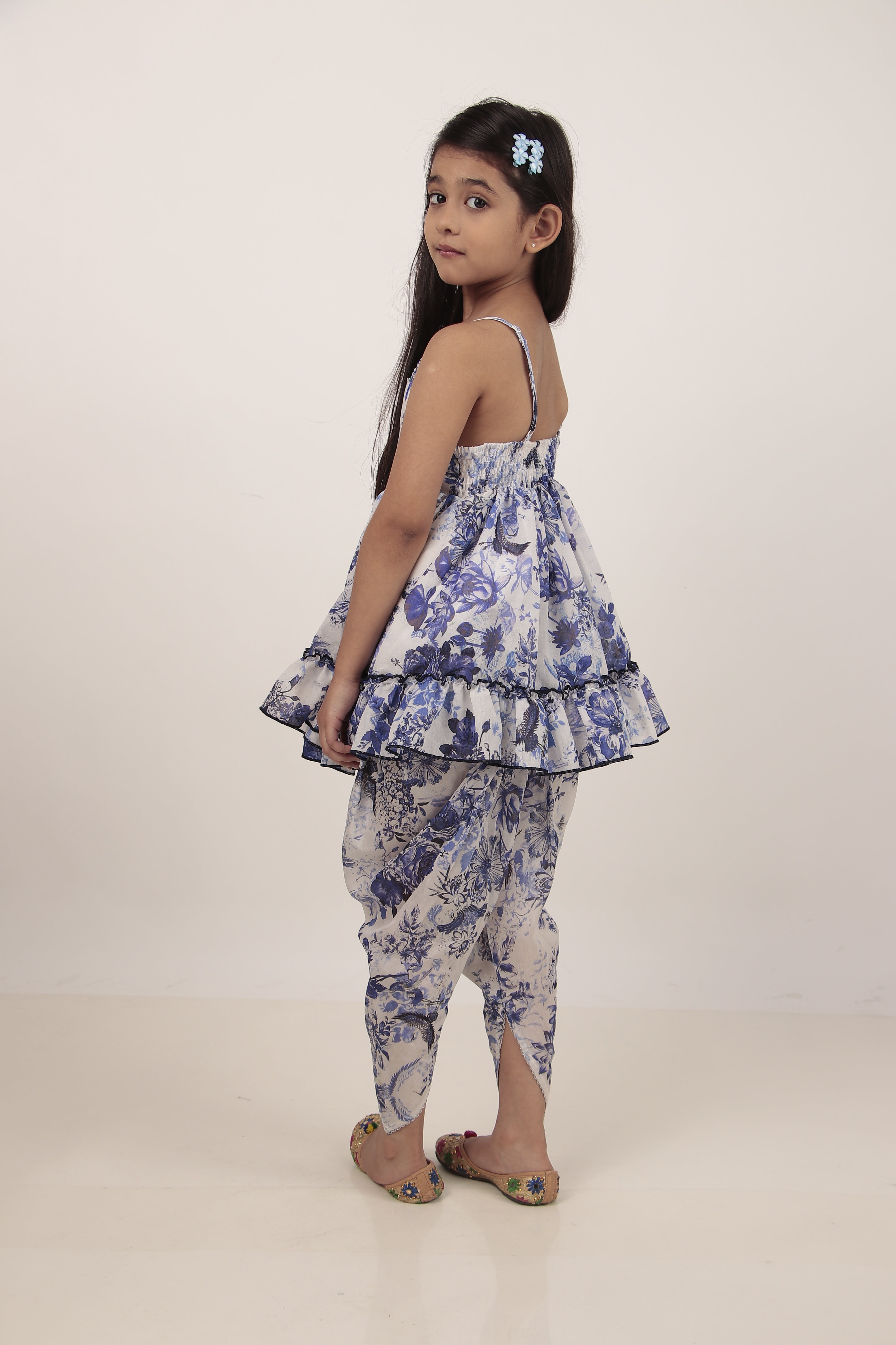 Blue Printed Kurta & Dhoti Set