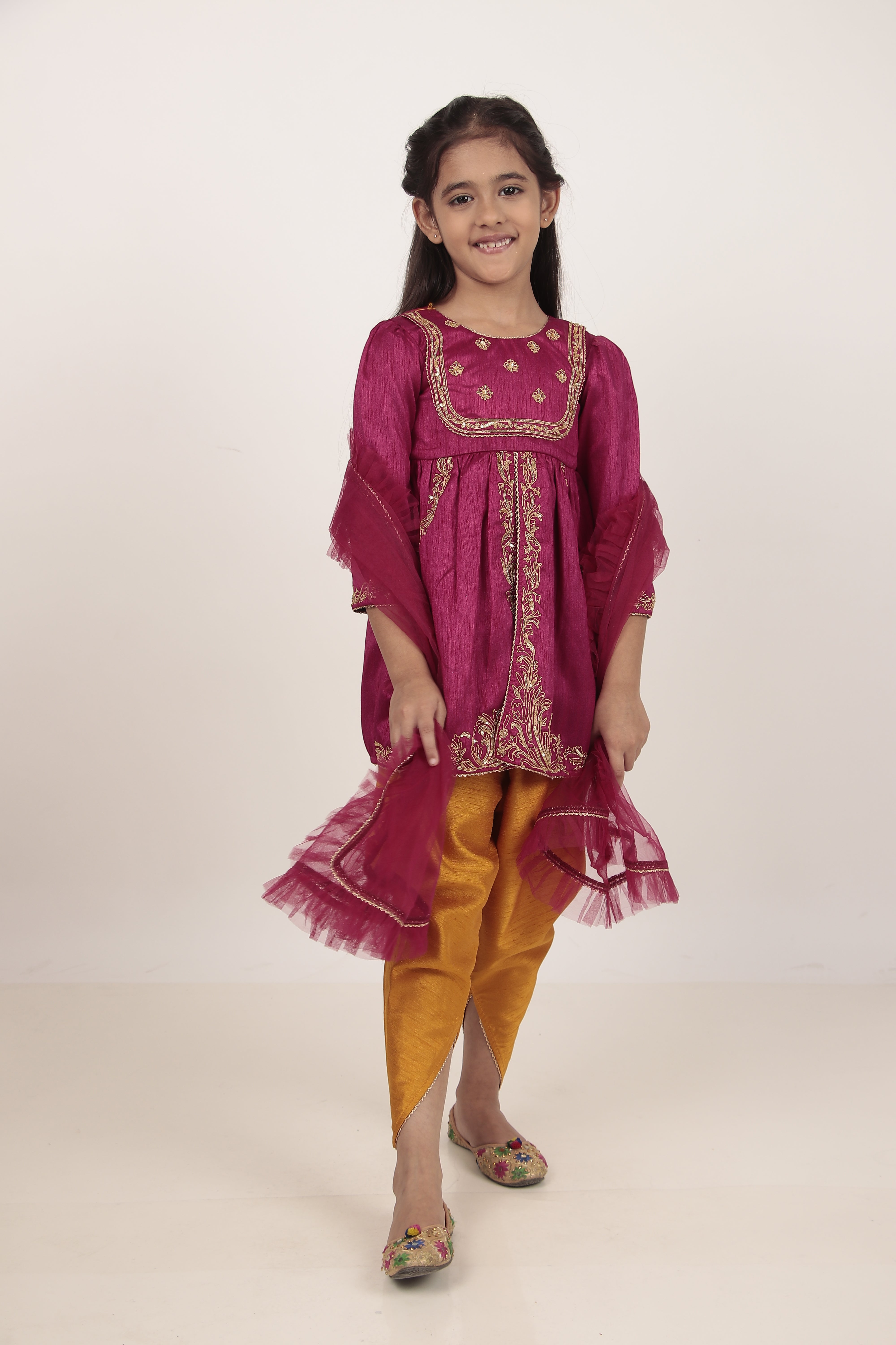 Pink Kurta & Tulip Pants Set