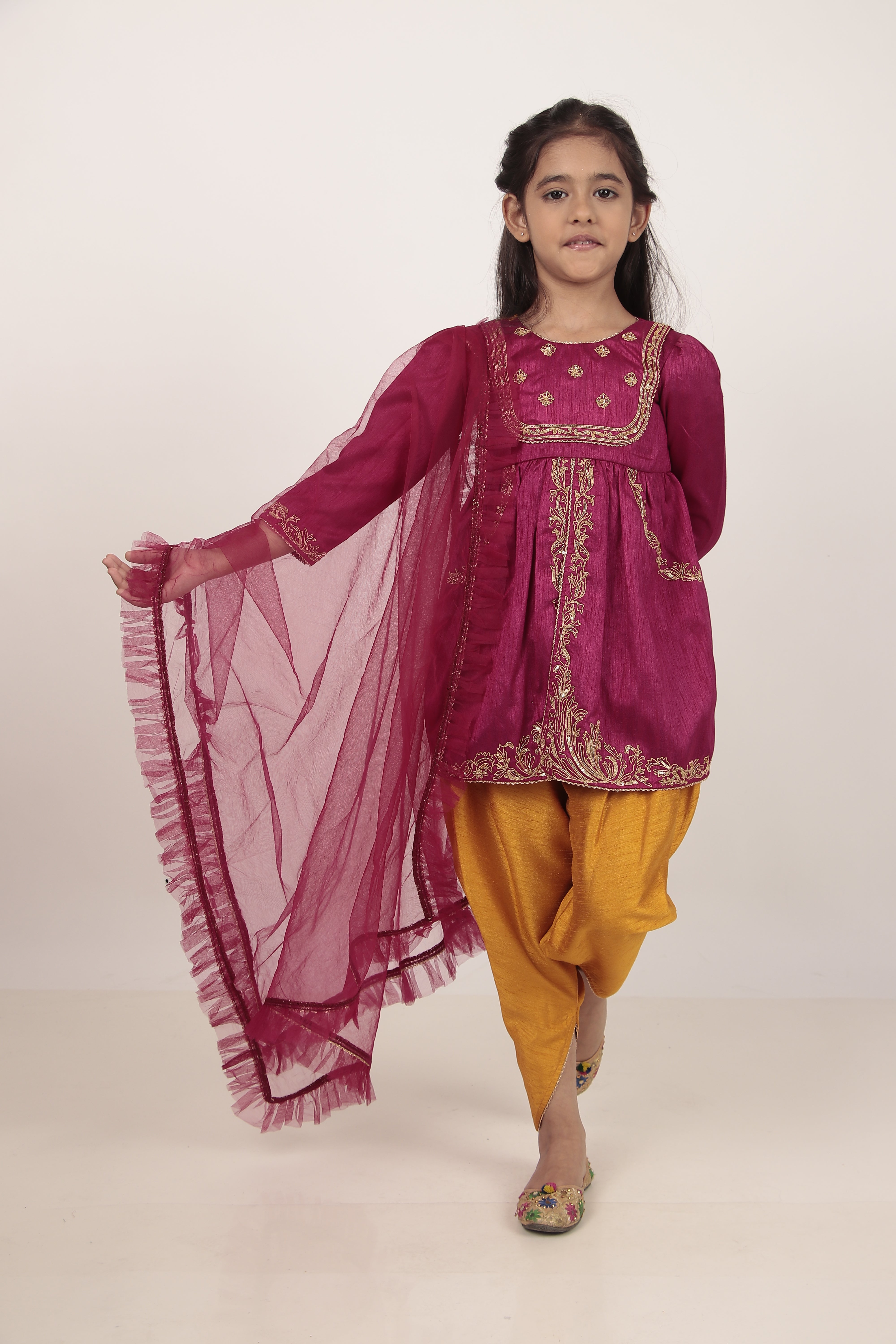 Pink Kurta & Tulip Pants Set