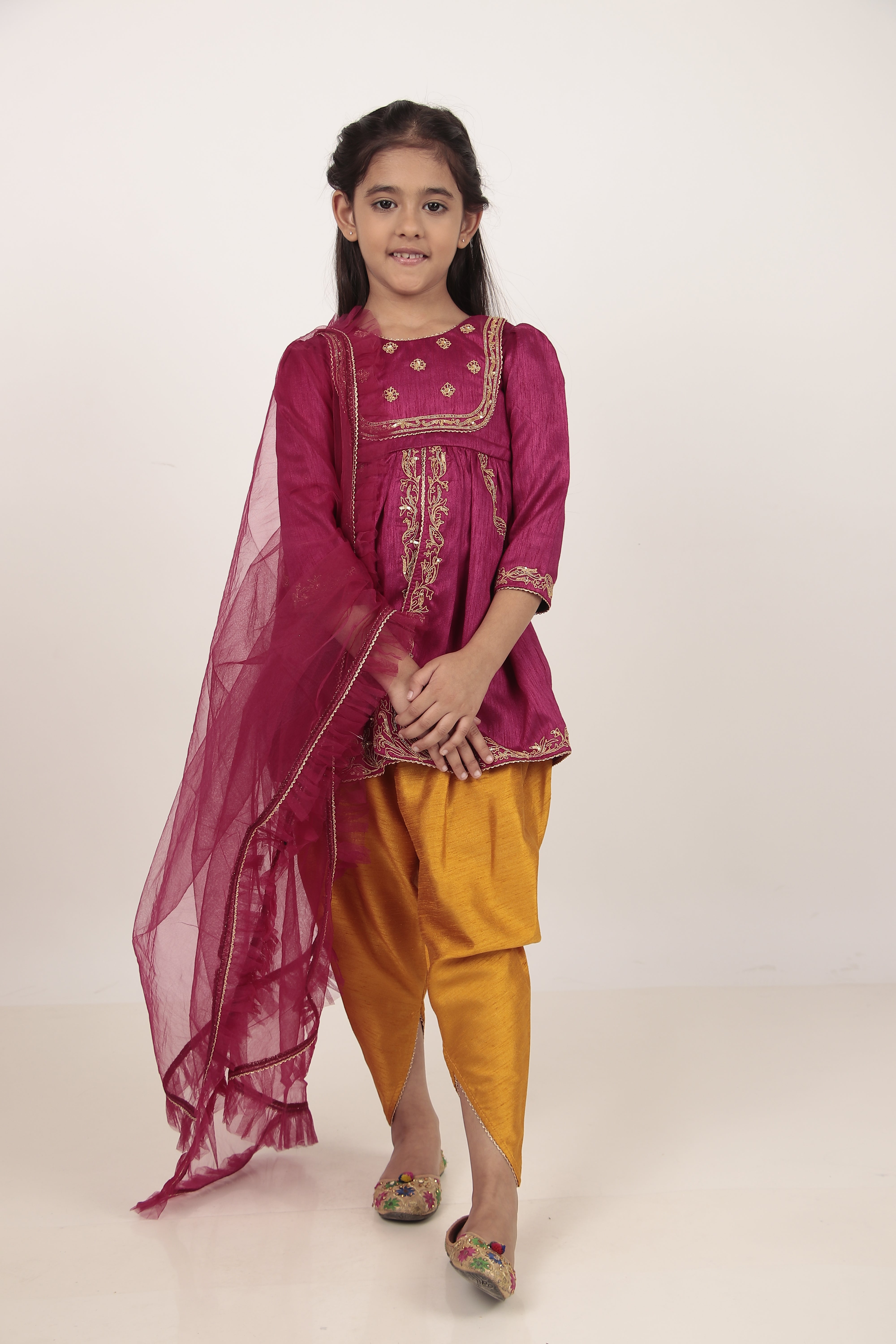 Pink Kurta & Tulip Pants Set