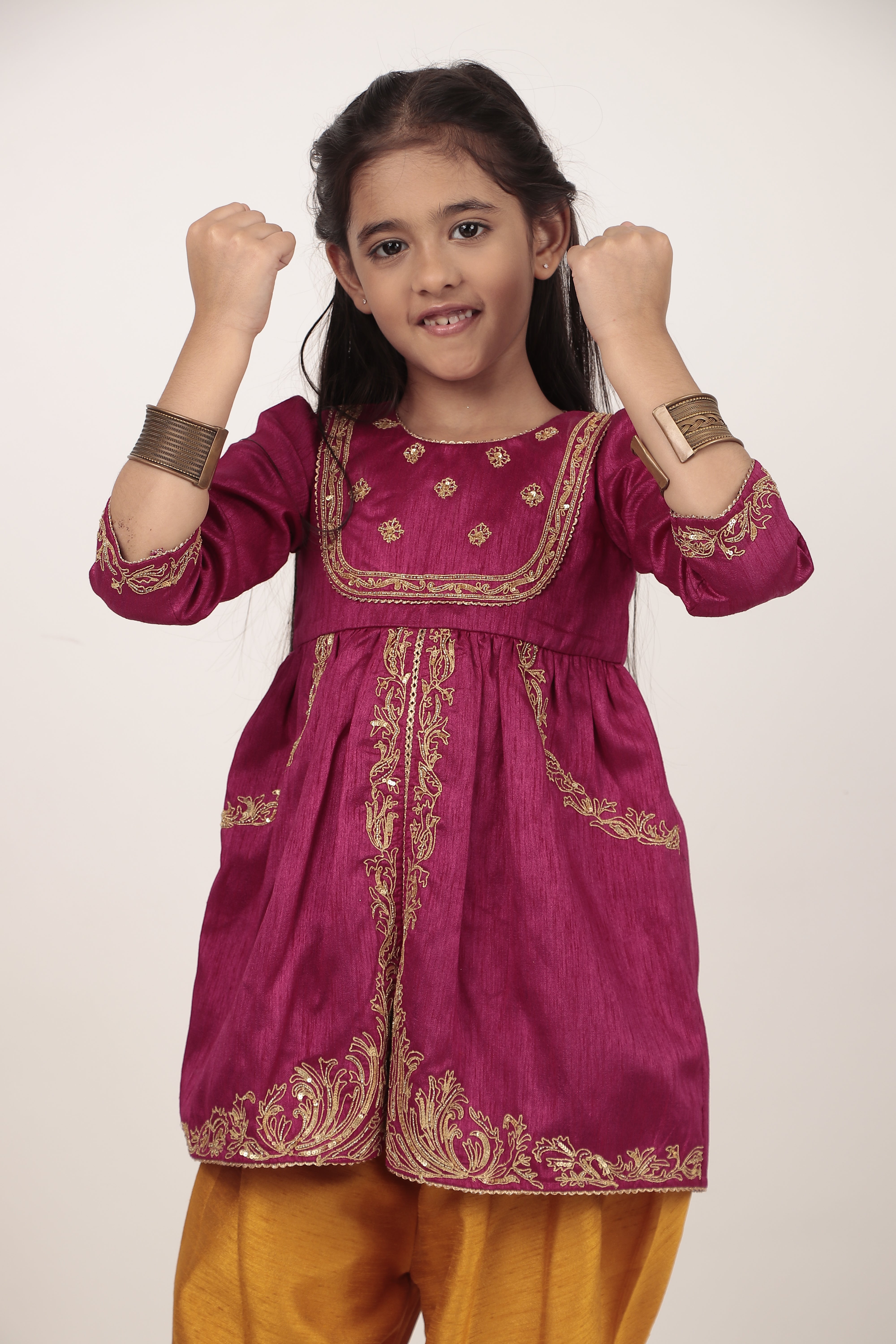 Pink Kurta & Tulip Pants Set