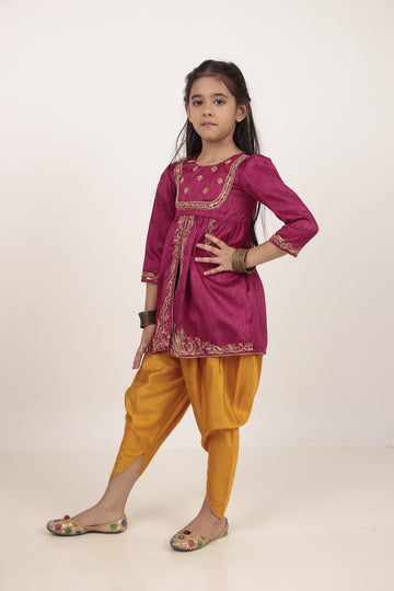 Pink Kurta & Tulip Pants Set