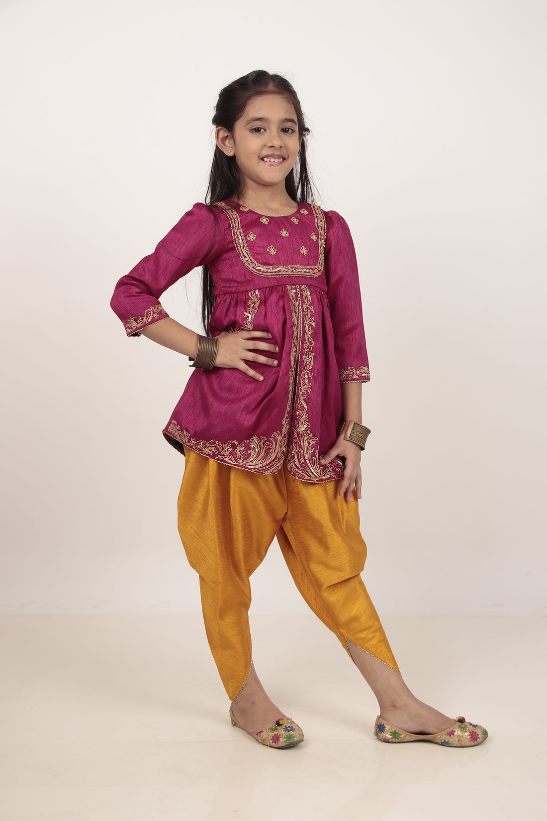 Pink Kurta & Tulip Pants Set