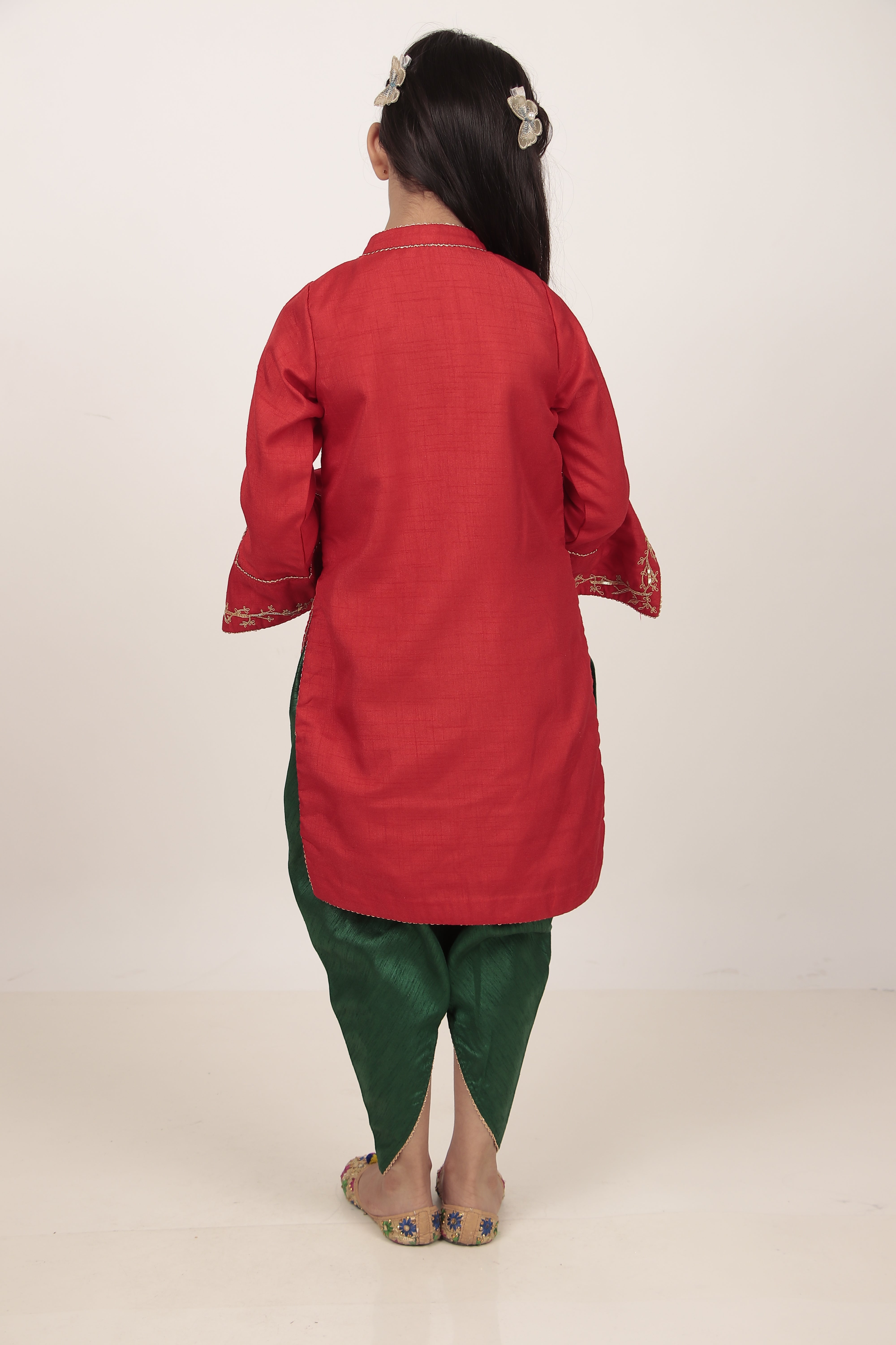 Red Kurta & Tulip Pants Set
