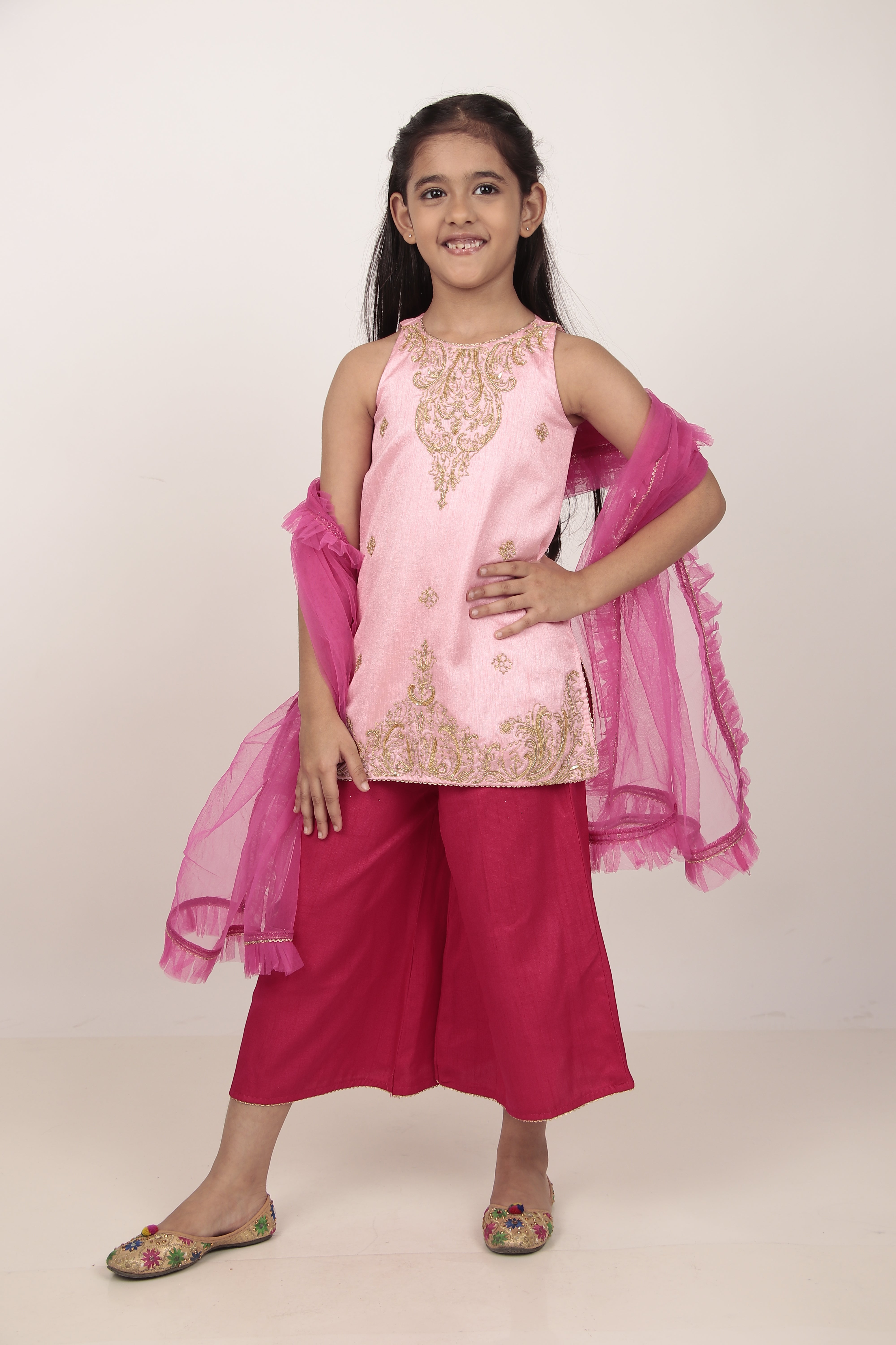 Pink Kurta & Tulip Pants Set