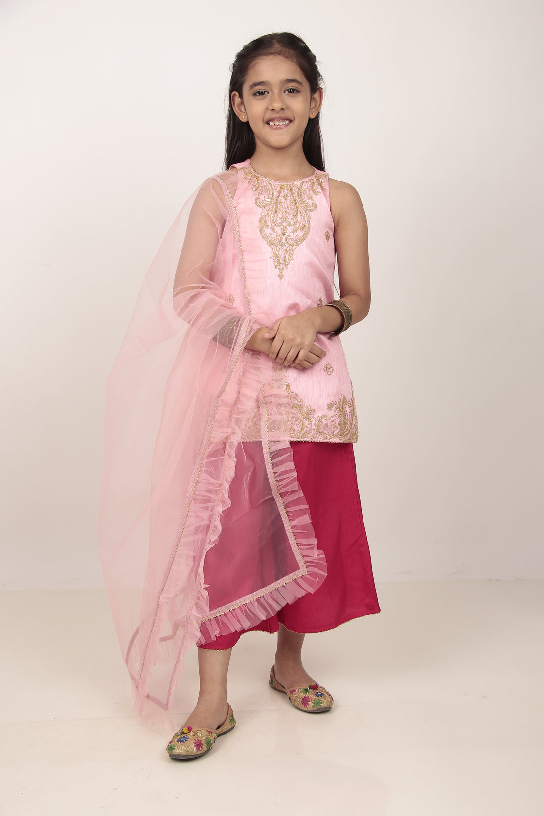 Pink Kurta & Tulip Pants Set