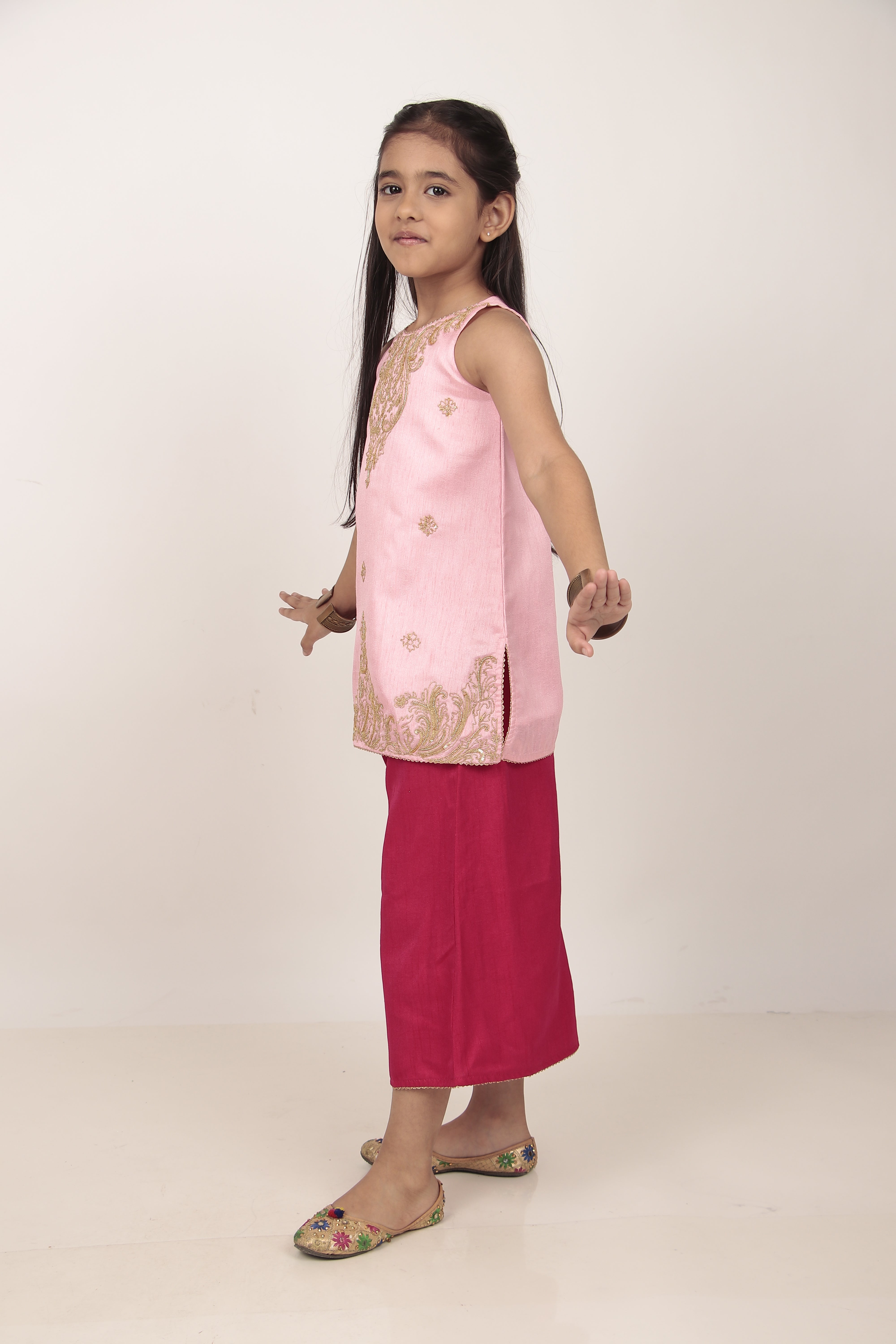 Pink Kurta & Tulip Pants Set