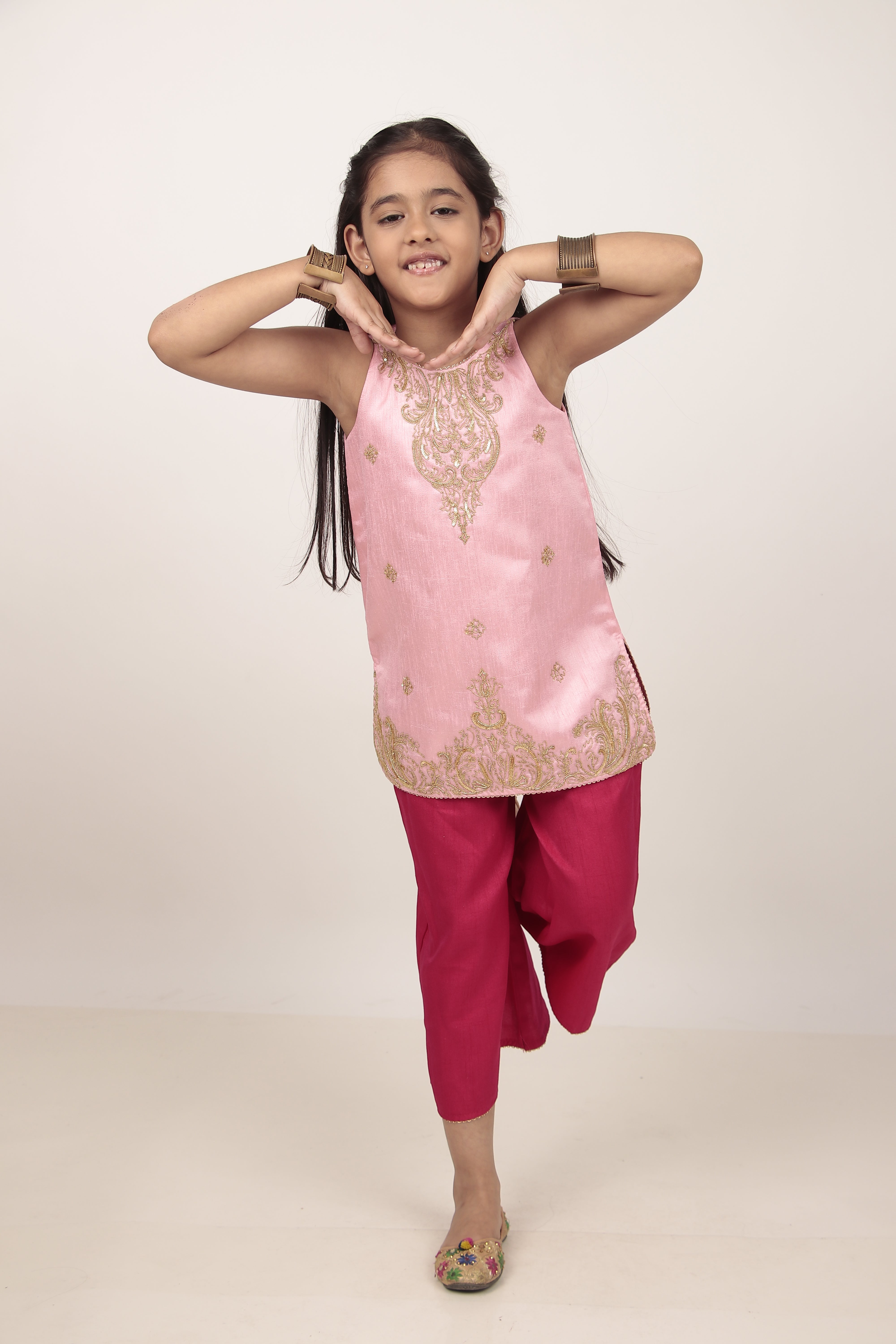 Pink Kurta & Tulip Pants Set