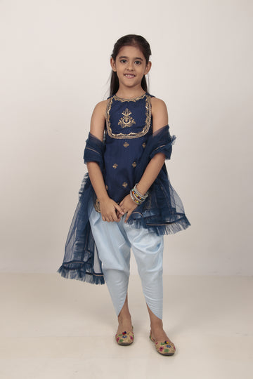 Blue Kurta & Tulip Pants Set