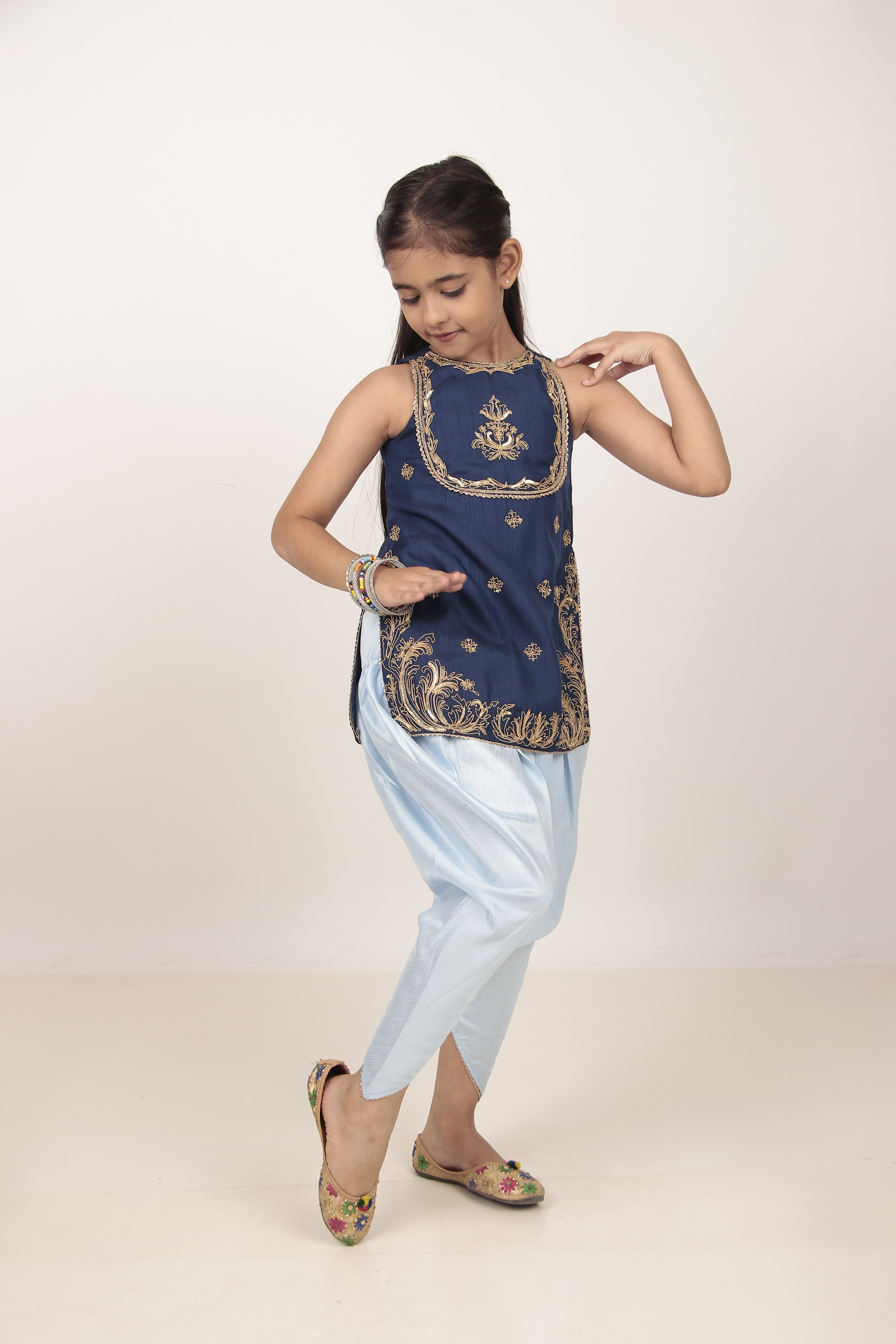 Blue Kurta & Tulip Pants Set