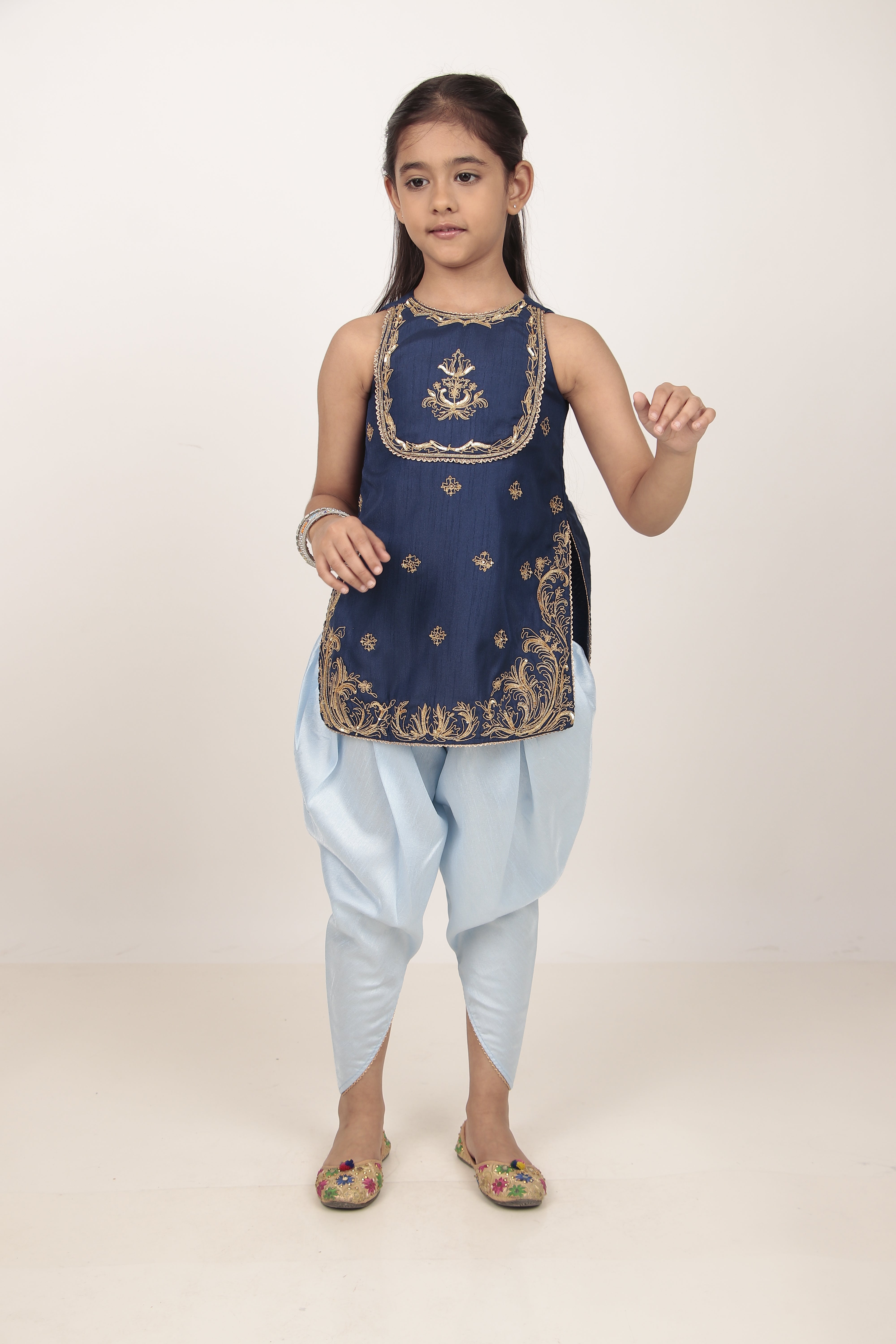 Blue Kurta & Tulip Pants Set