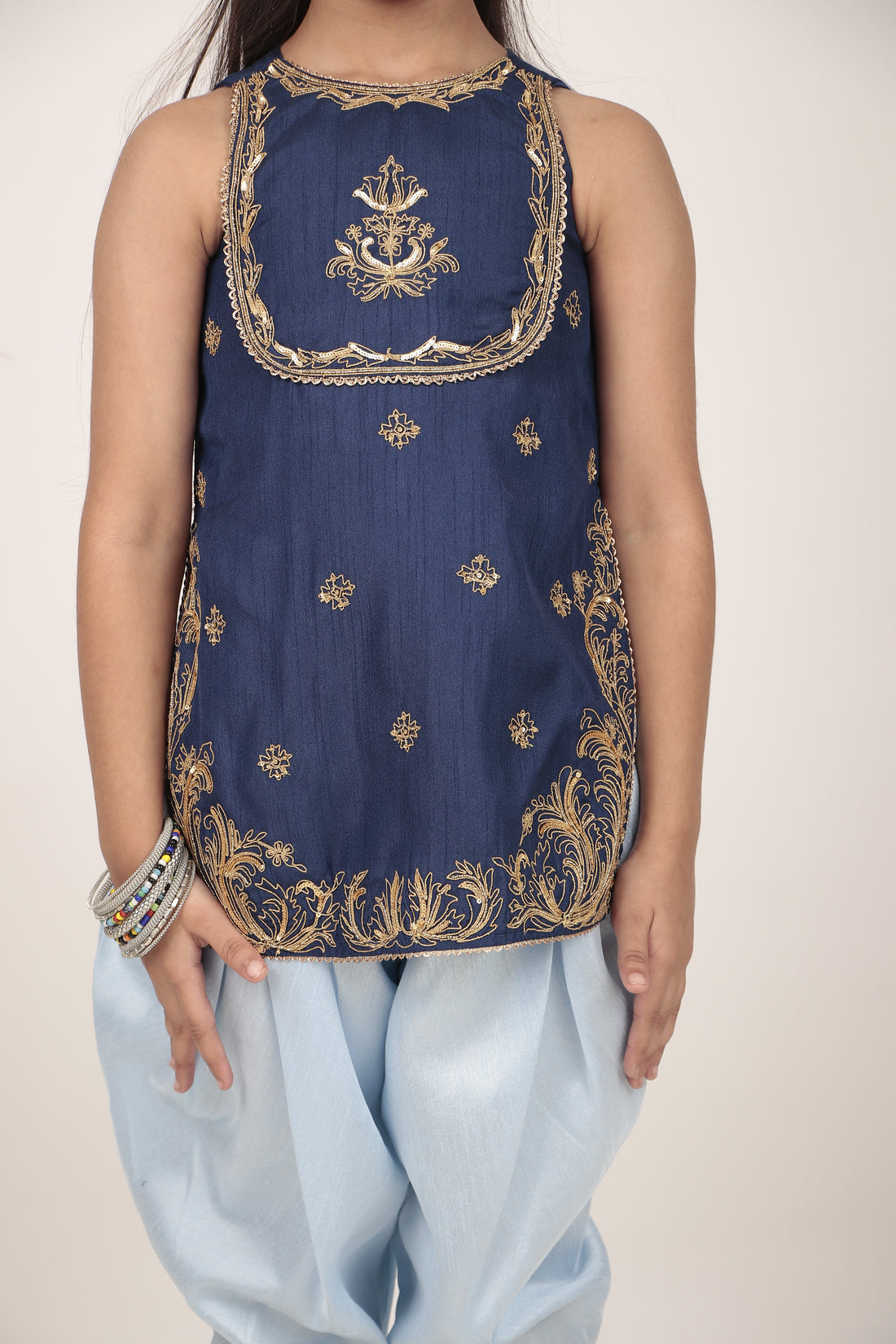 Blue Kurta & Tulip Pants Set