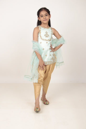 Sky Blue Kurta & Tulip Pants Set