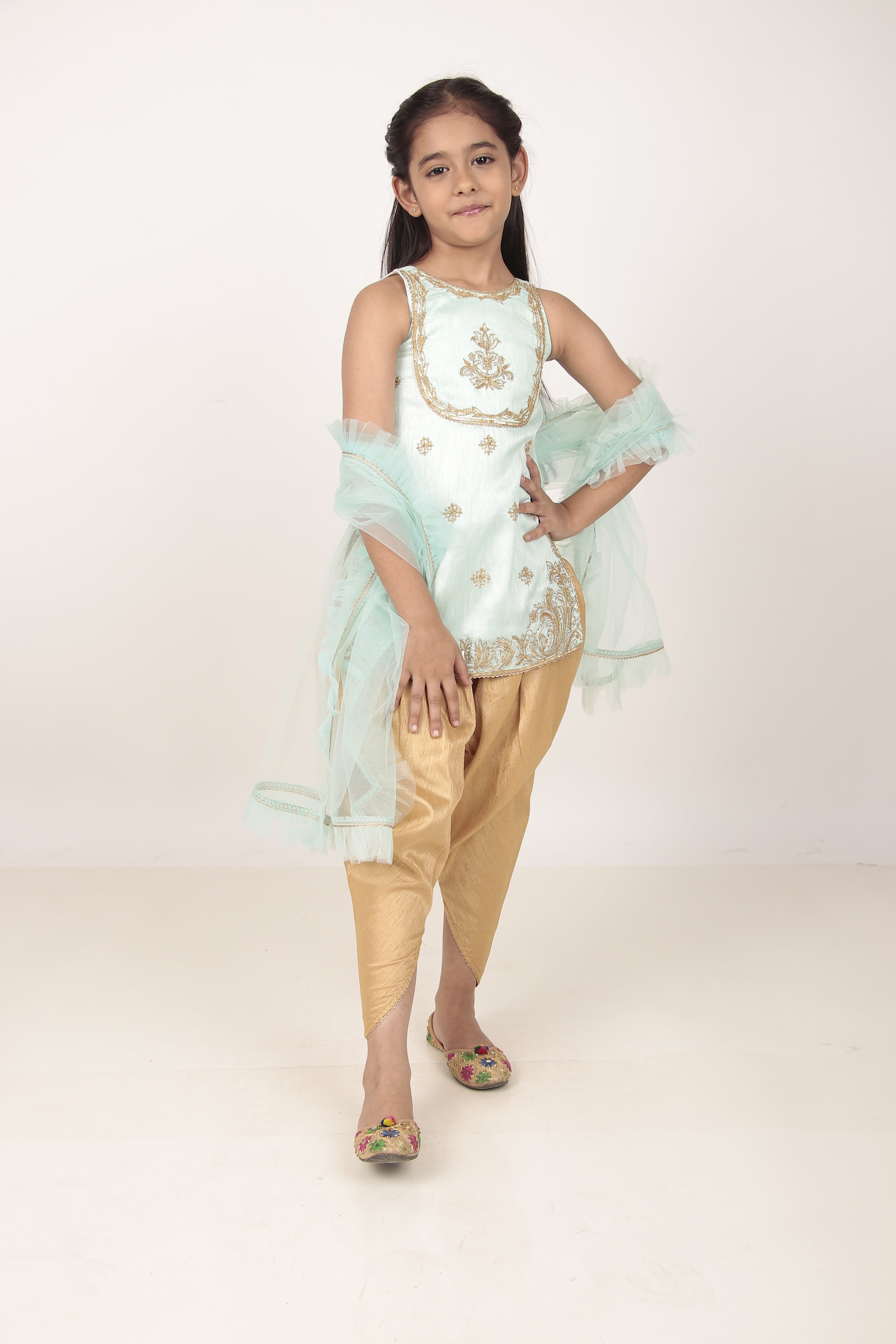 Sky Blue Kurta & Tulip Pants Set