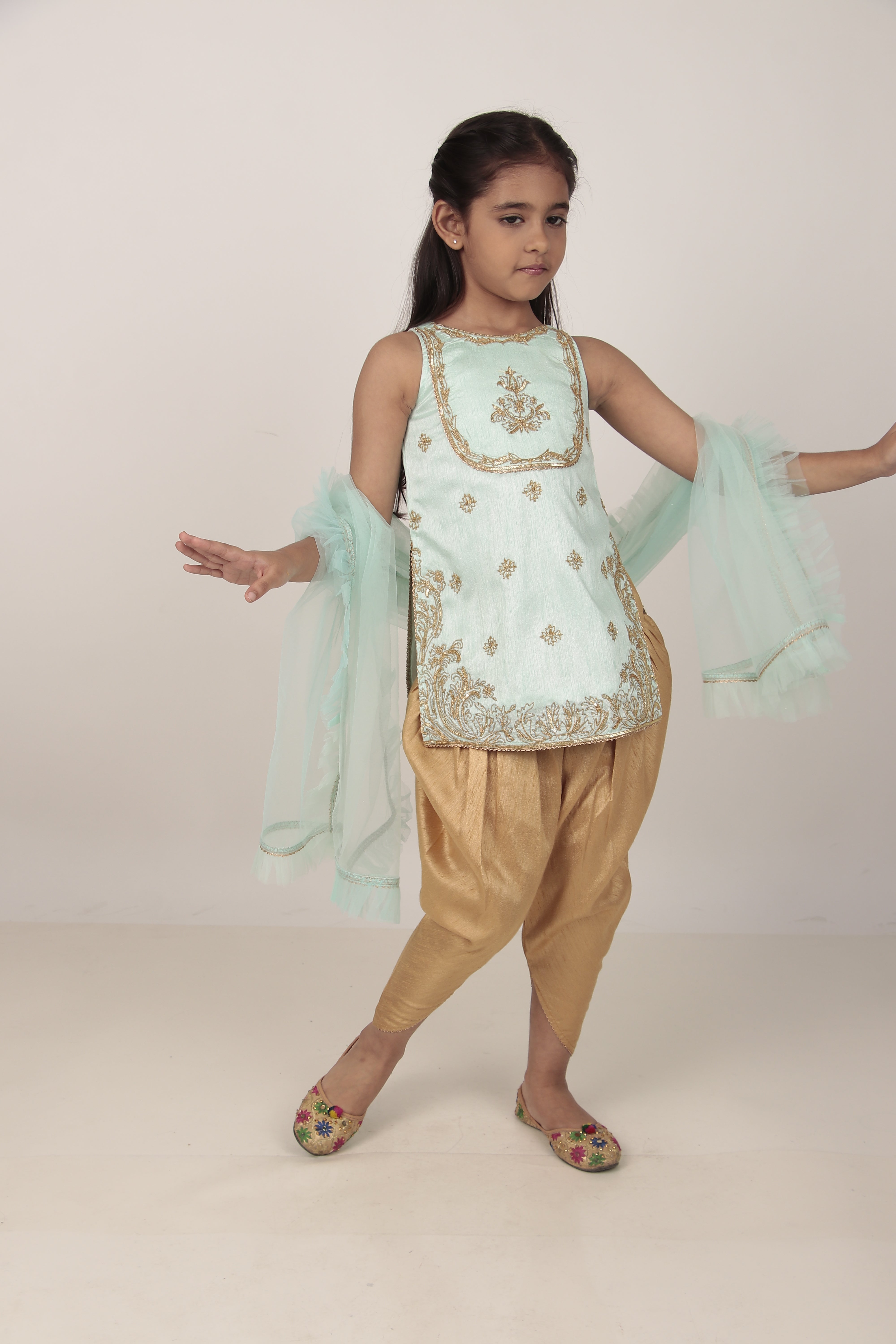 Sky Blue Kurta & Tulip Pants Set