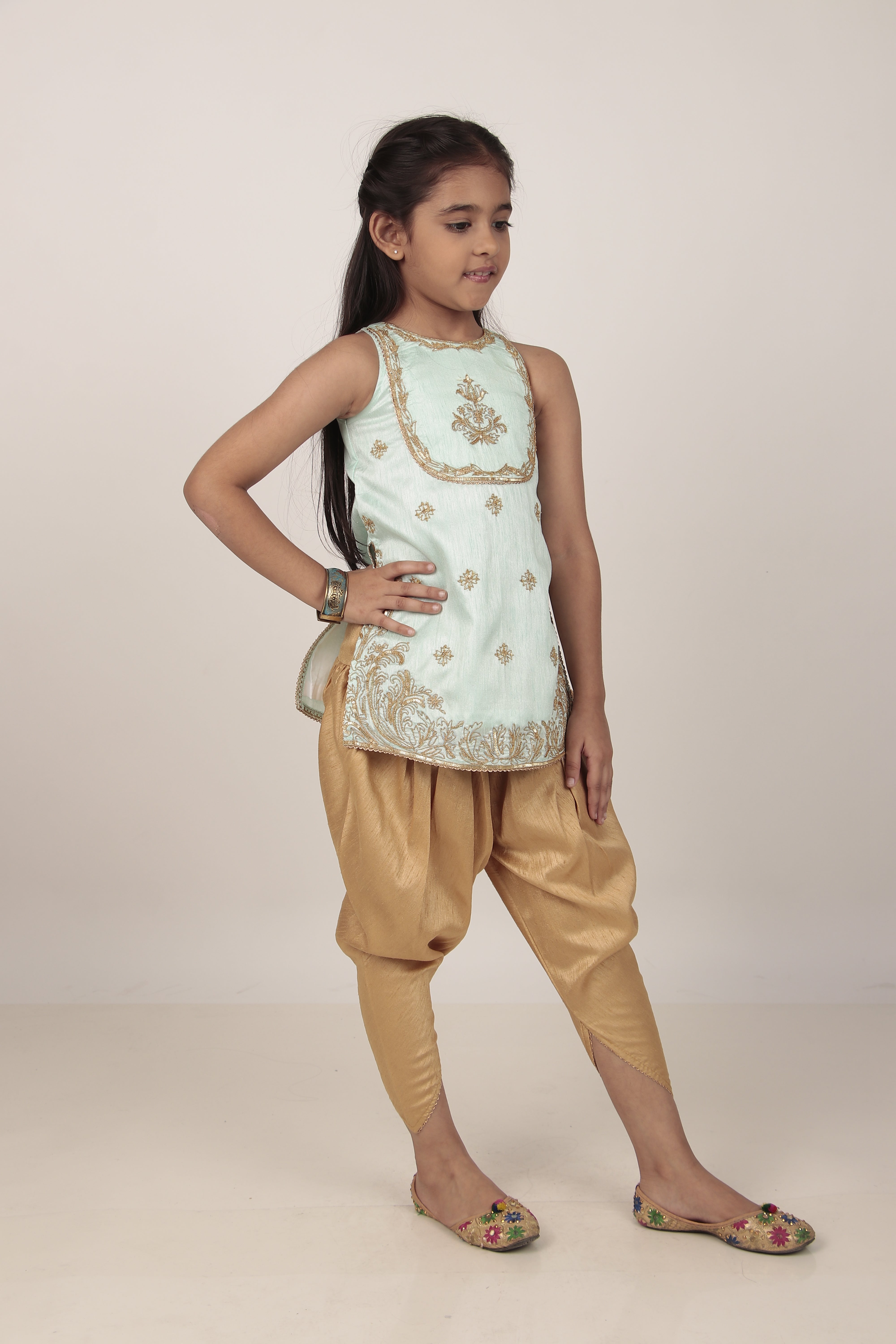 Sky Blue Kurta & Tulip Pants Set
