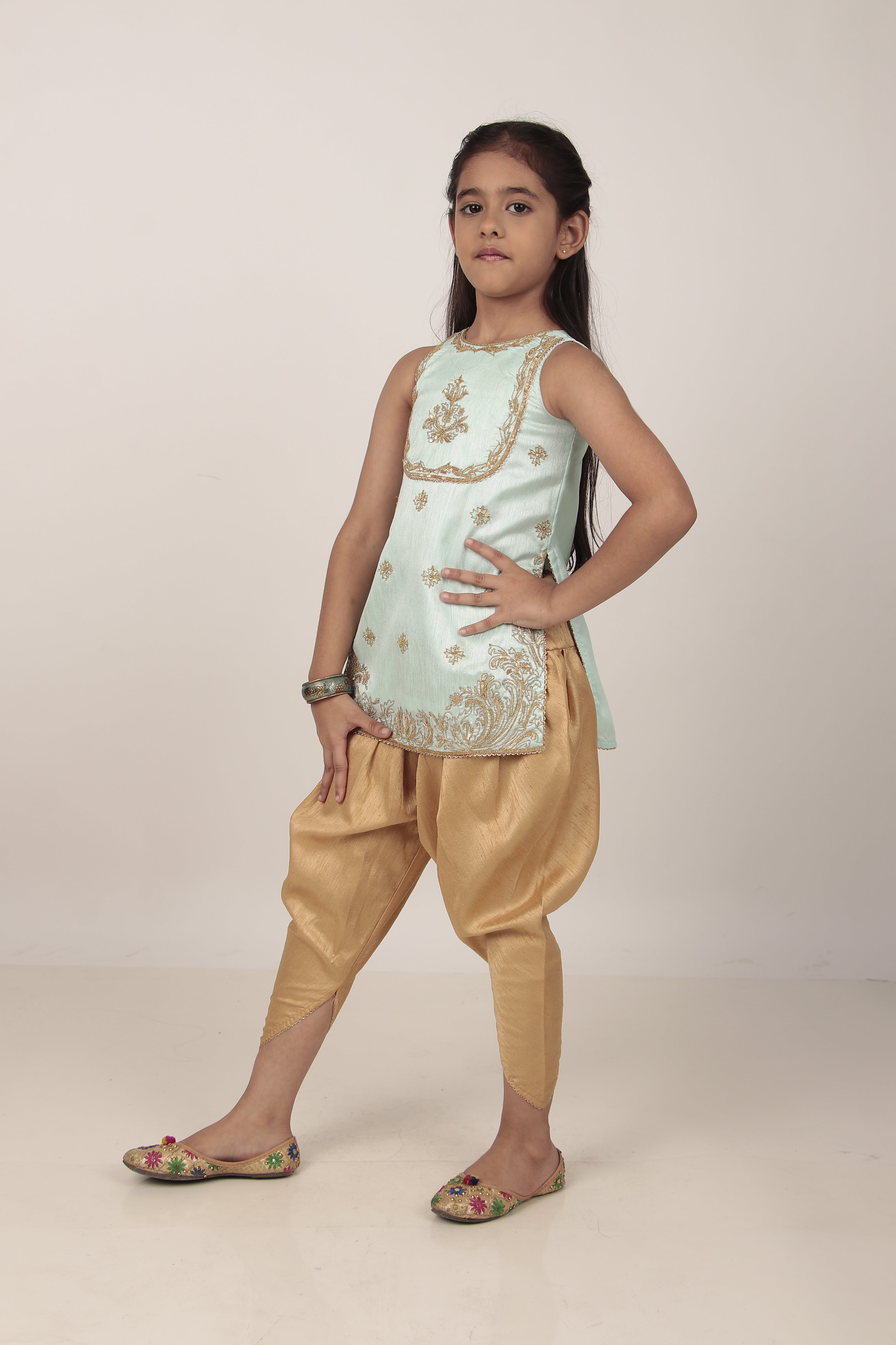 Sky Blue Kurta & Tulip Pants Set
