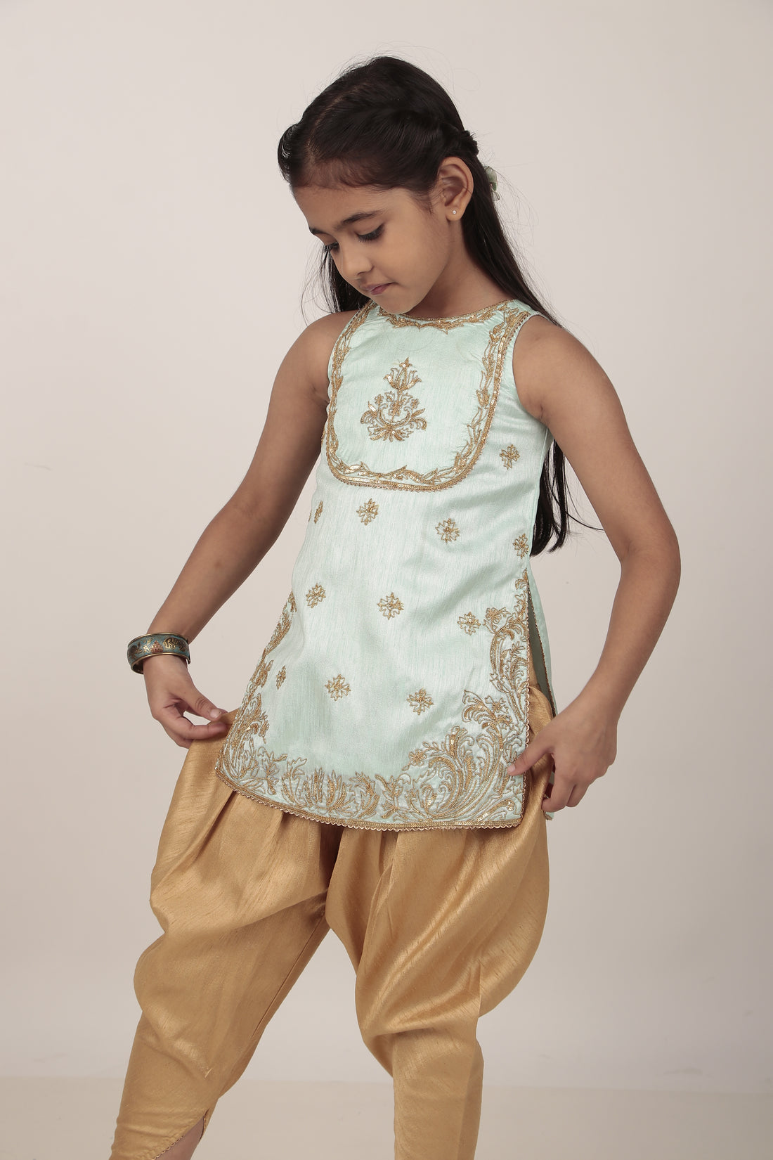 Sky Blue Kurta & Tulip Pants Set
