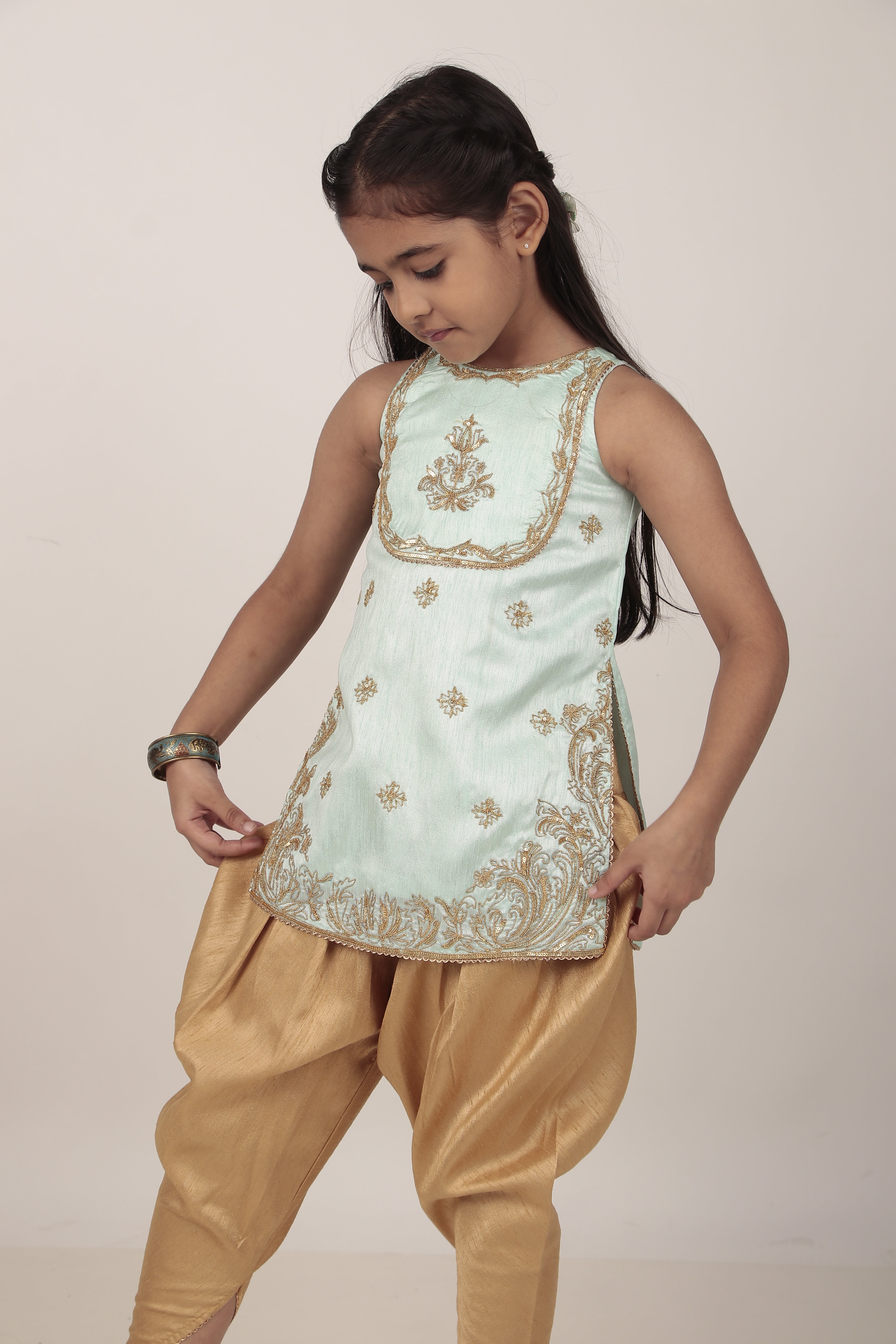 Sky Blue Kurta & Tulip Pants Set