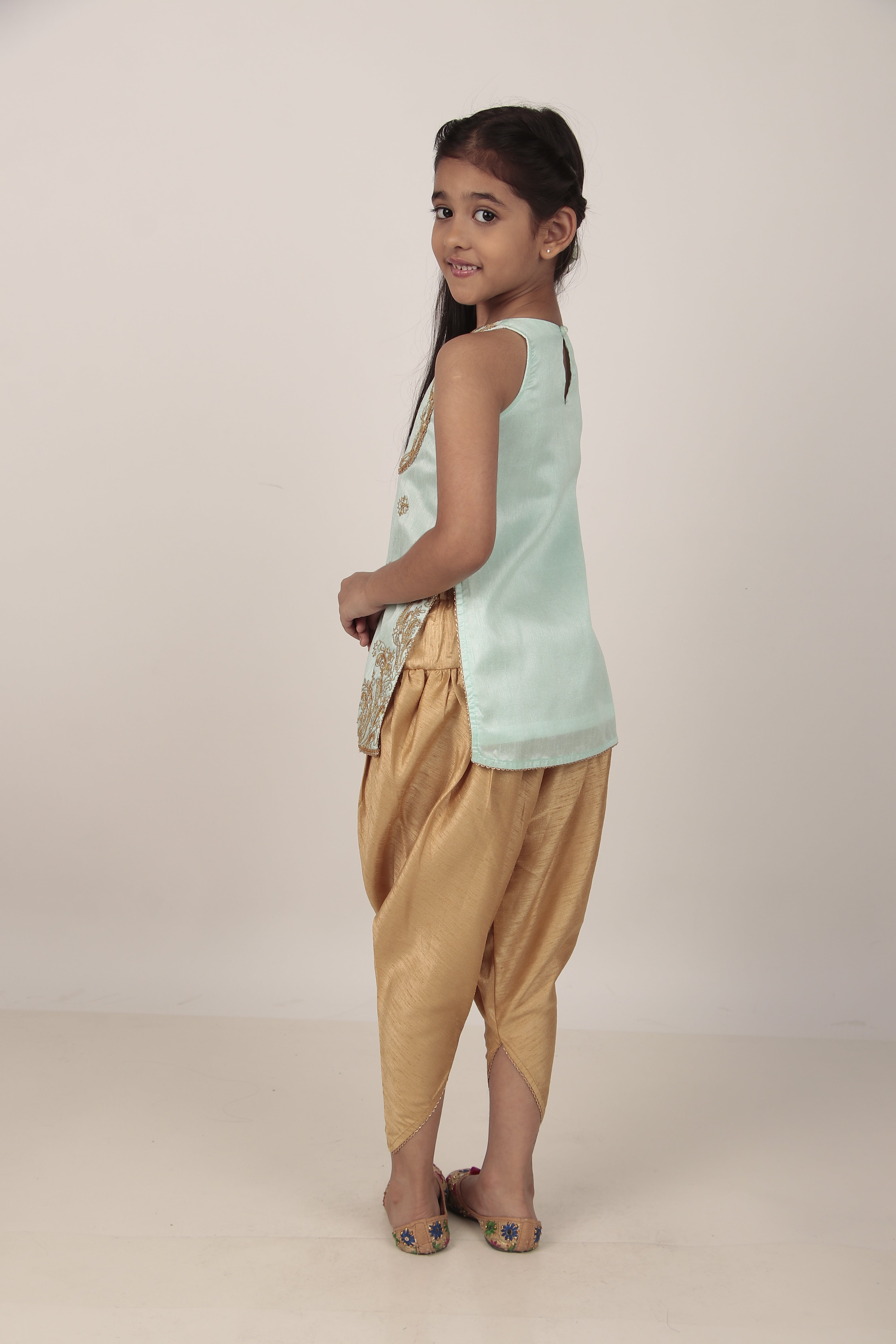 Sky Blue Kurta & Tulip Pants Set