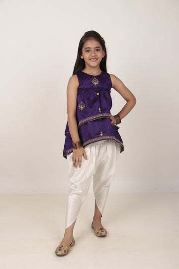 Purple Kurta & Tulip Pants Set