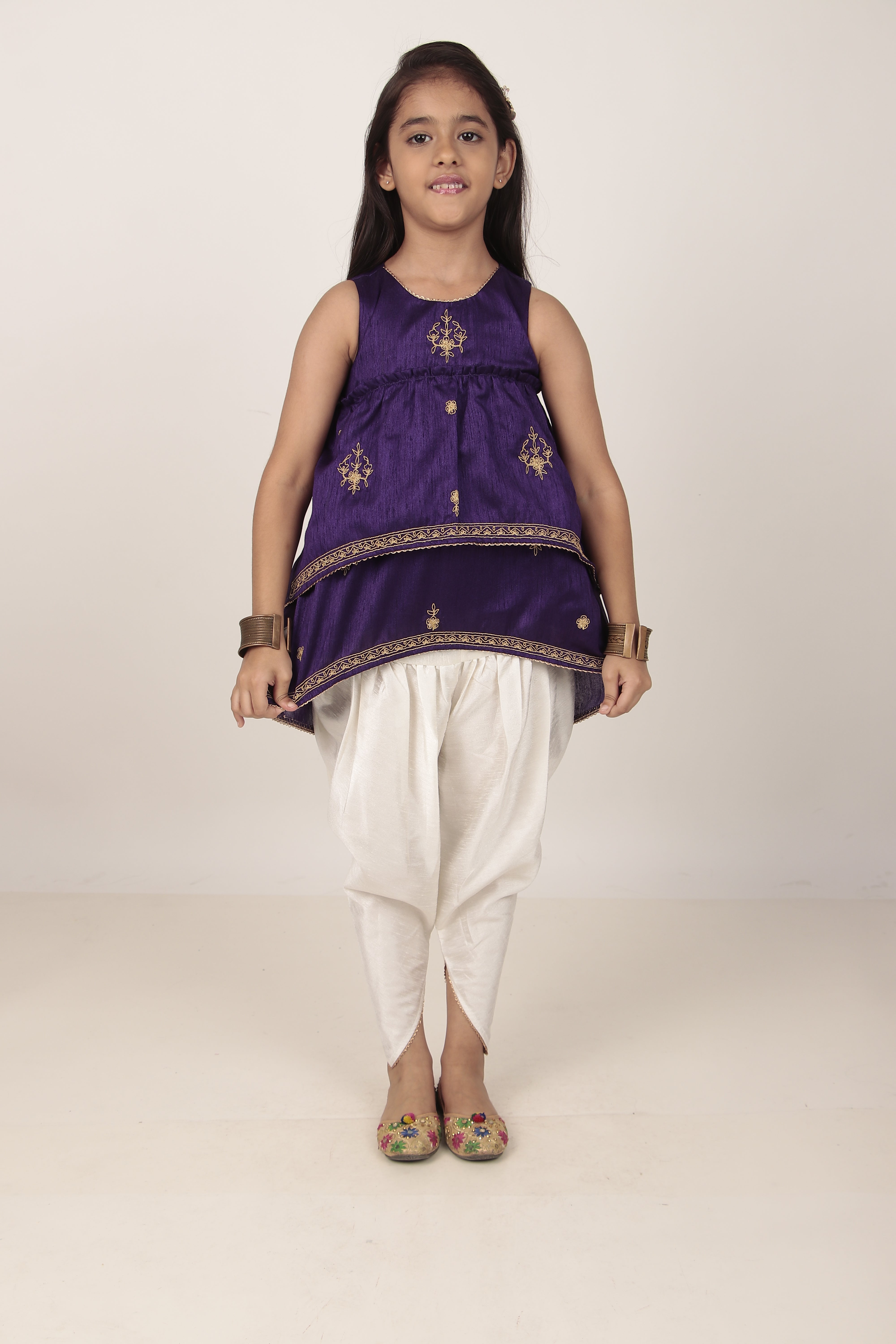 Purple Kurta & Tulip Pants Set