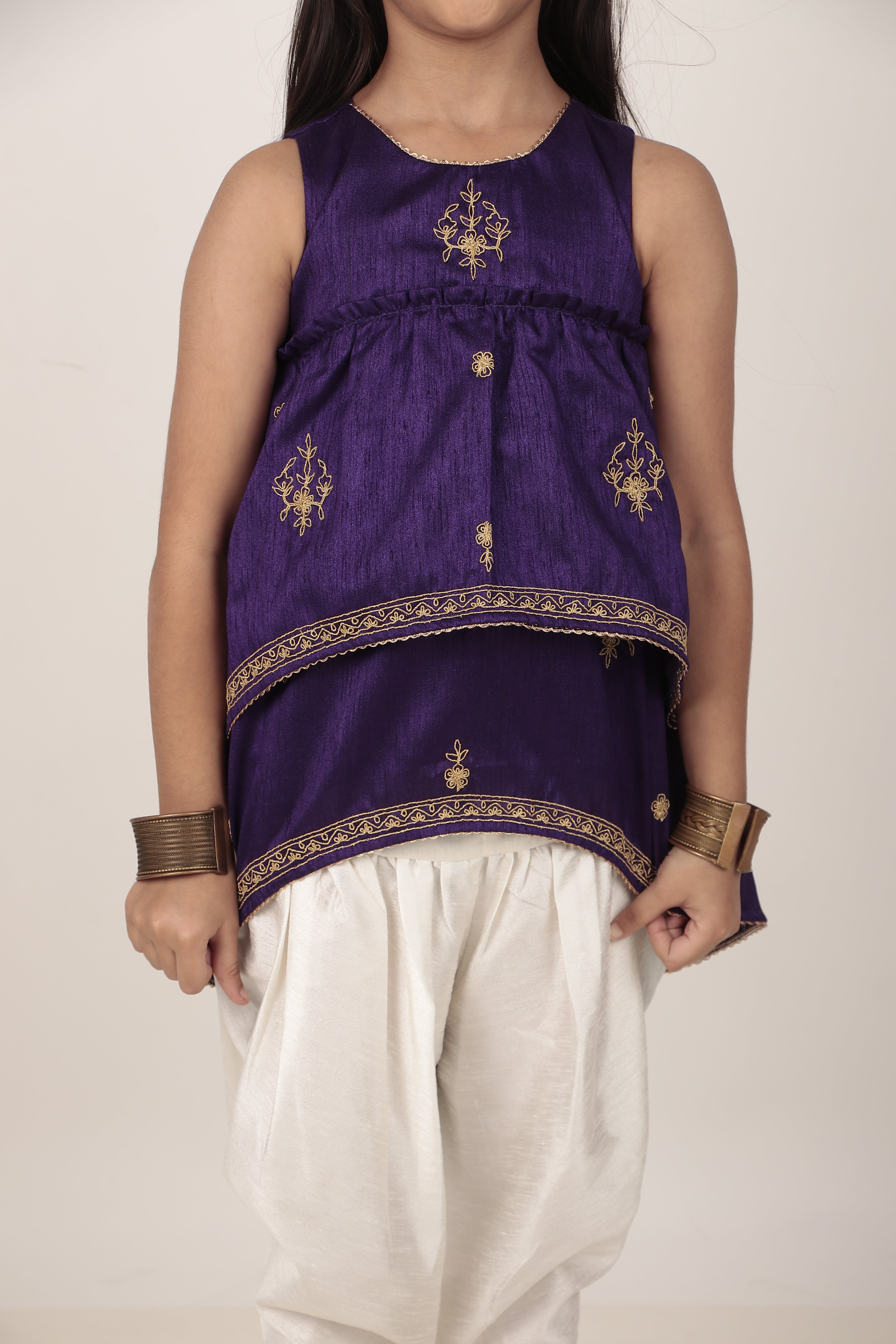 Purple Kurta & Tulip Pants Set